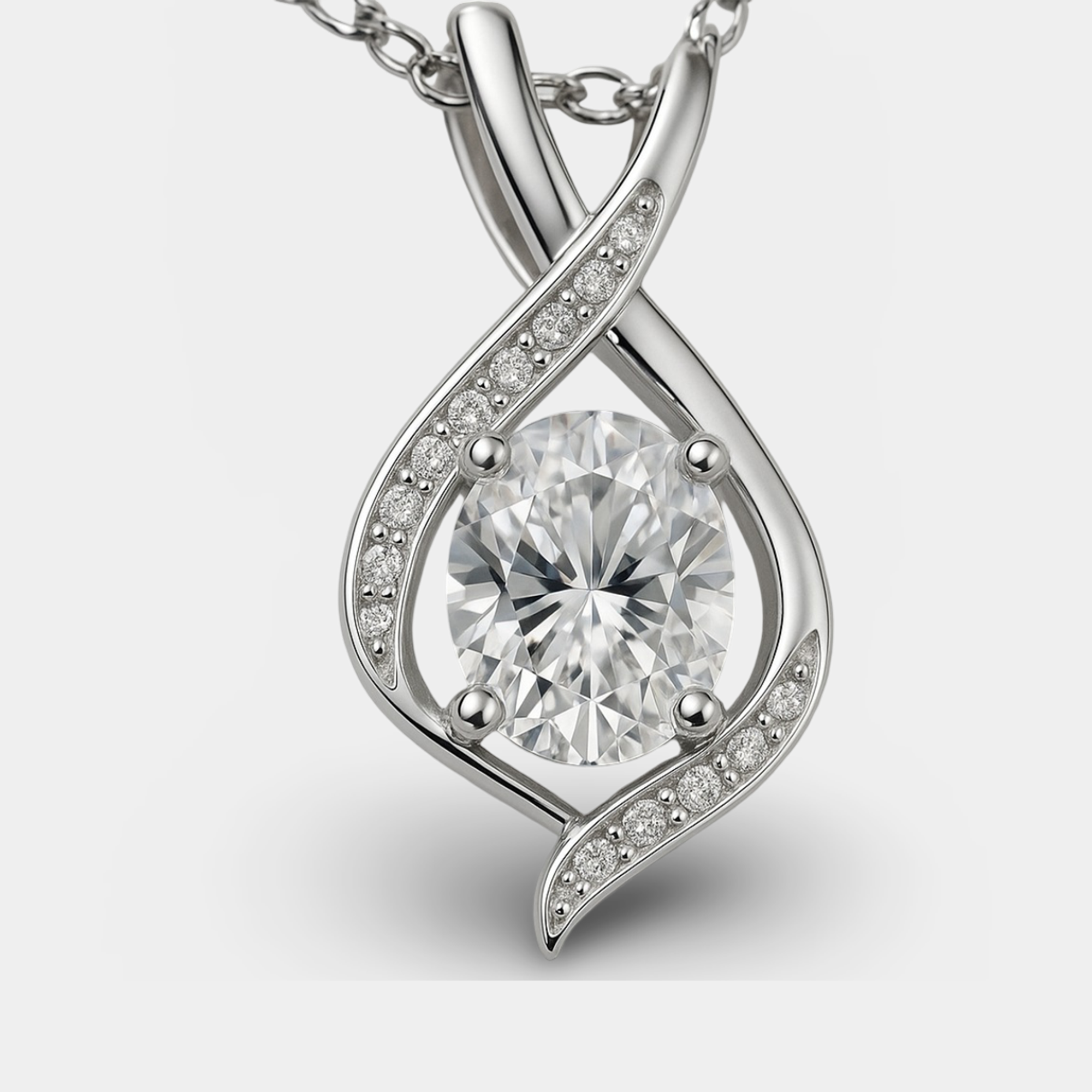 White Topaz Oval Sparkle Pendant