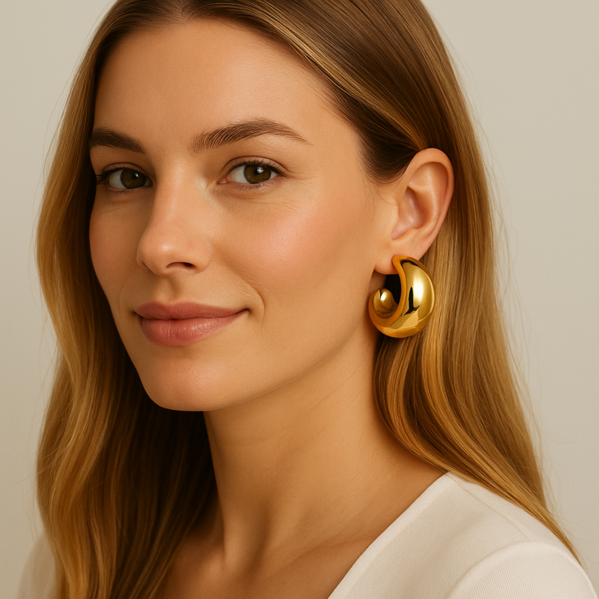 Small Chunky Gold Hoop Earrings