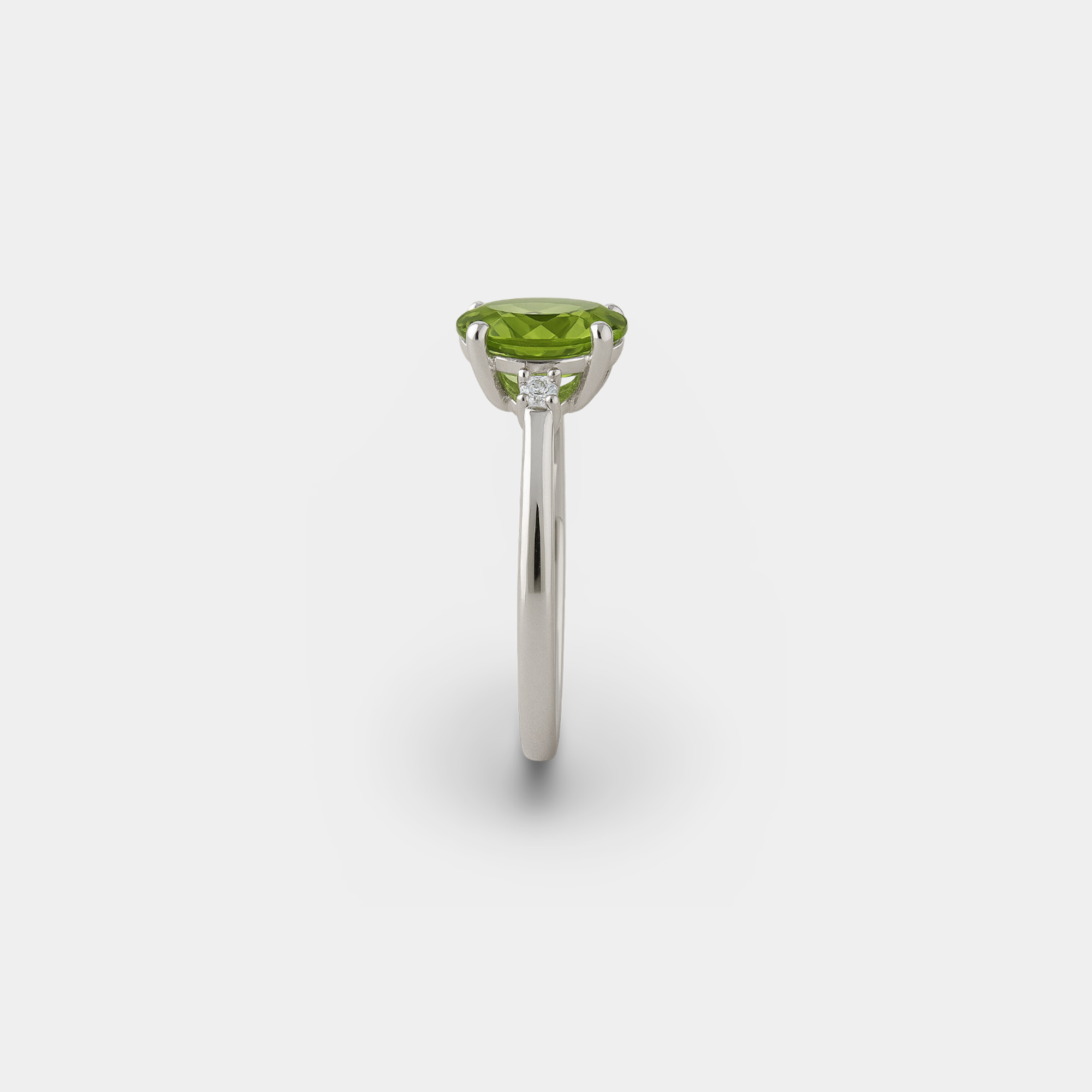 Oval Peridot & Diamond Accent 3-Stone Ring