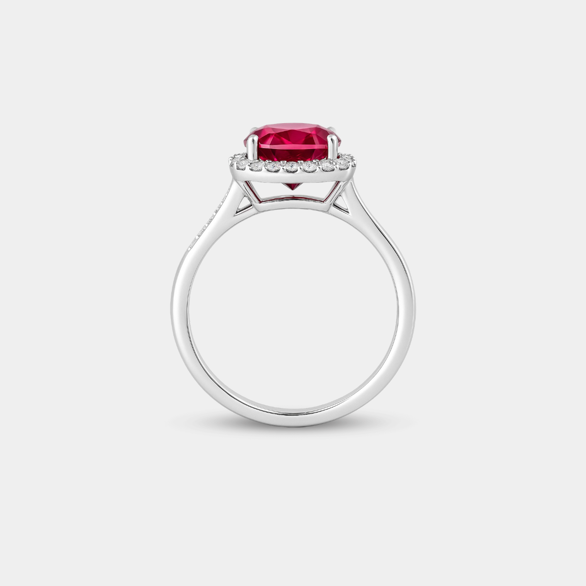 Cushion-Cut Ruby & Diamond Halo Ring