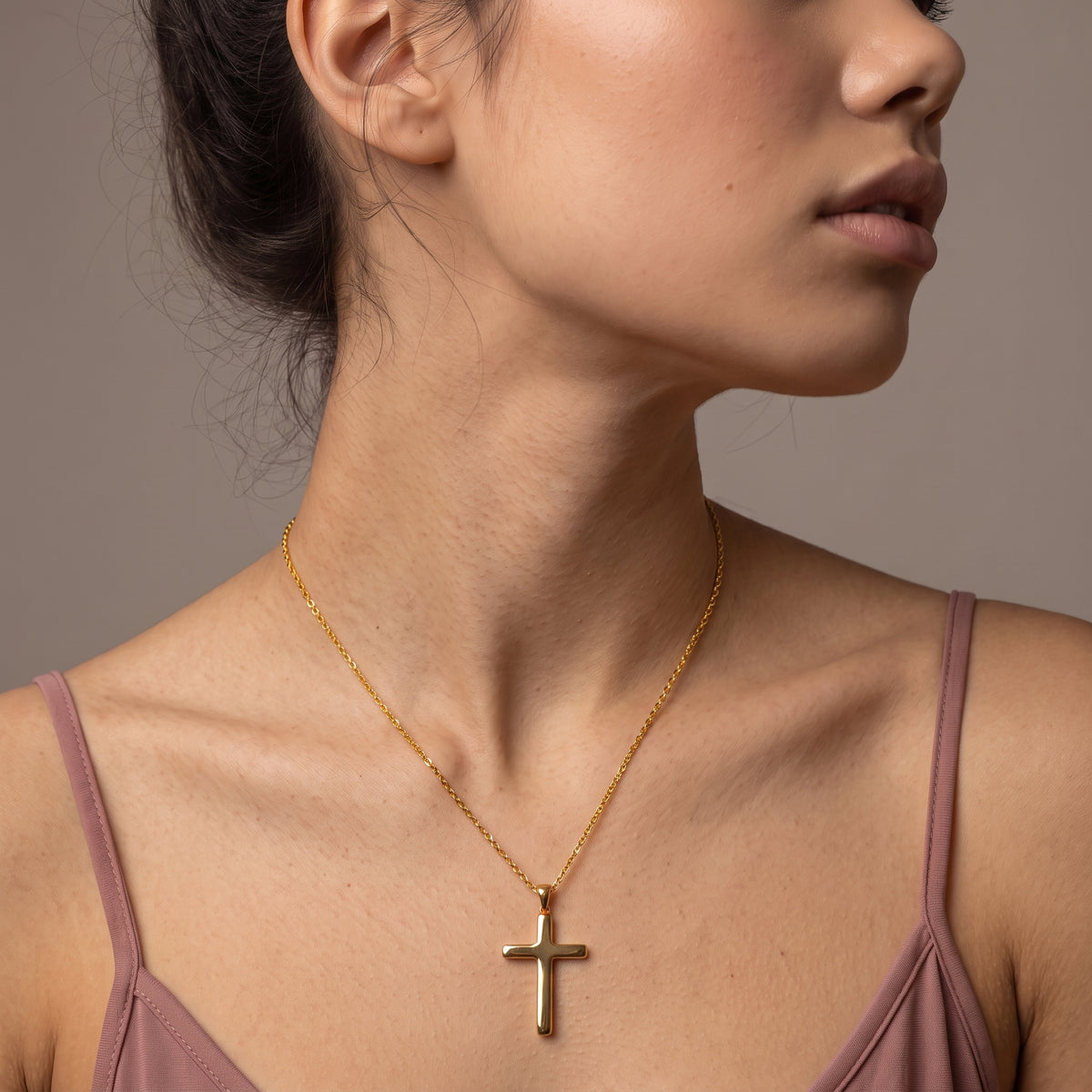 Gold Cross Necklace – 14K Gold Plated Dainty Cross Pendant for Women & Men