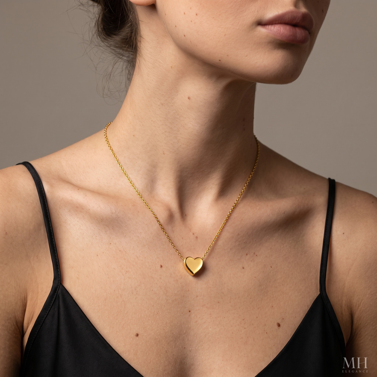 Gold Heart Necklace – 14K Gold Plated Dainty Love Pendant for Women