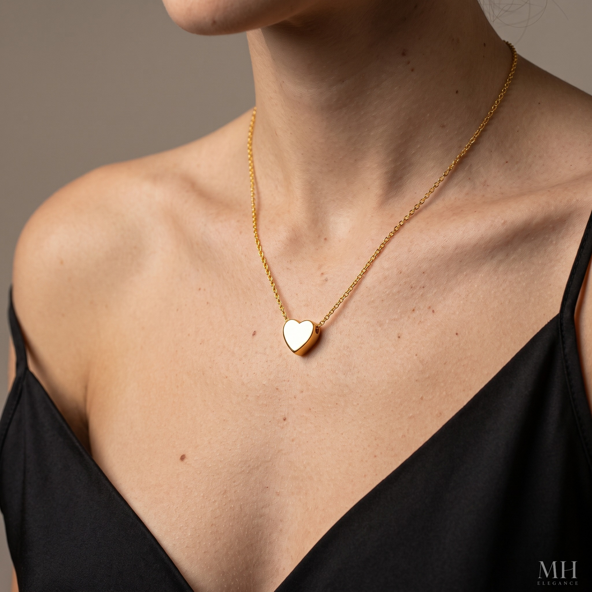 Gold Heart Necklace – 14K Gold Plated Dainty Love Pendant for Women