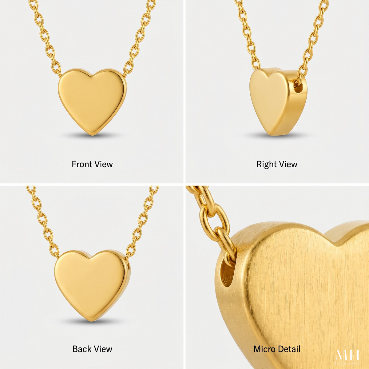 Gold Heart Necklace – 14K Gold Plated Dainty Love Pendant for Women