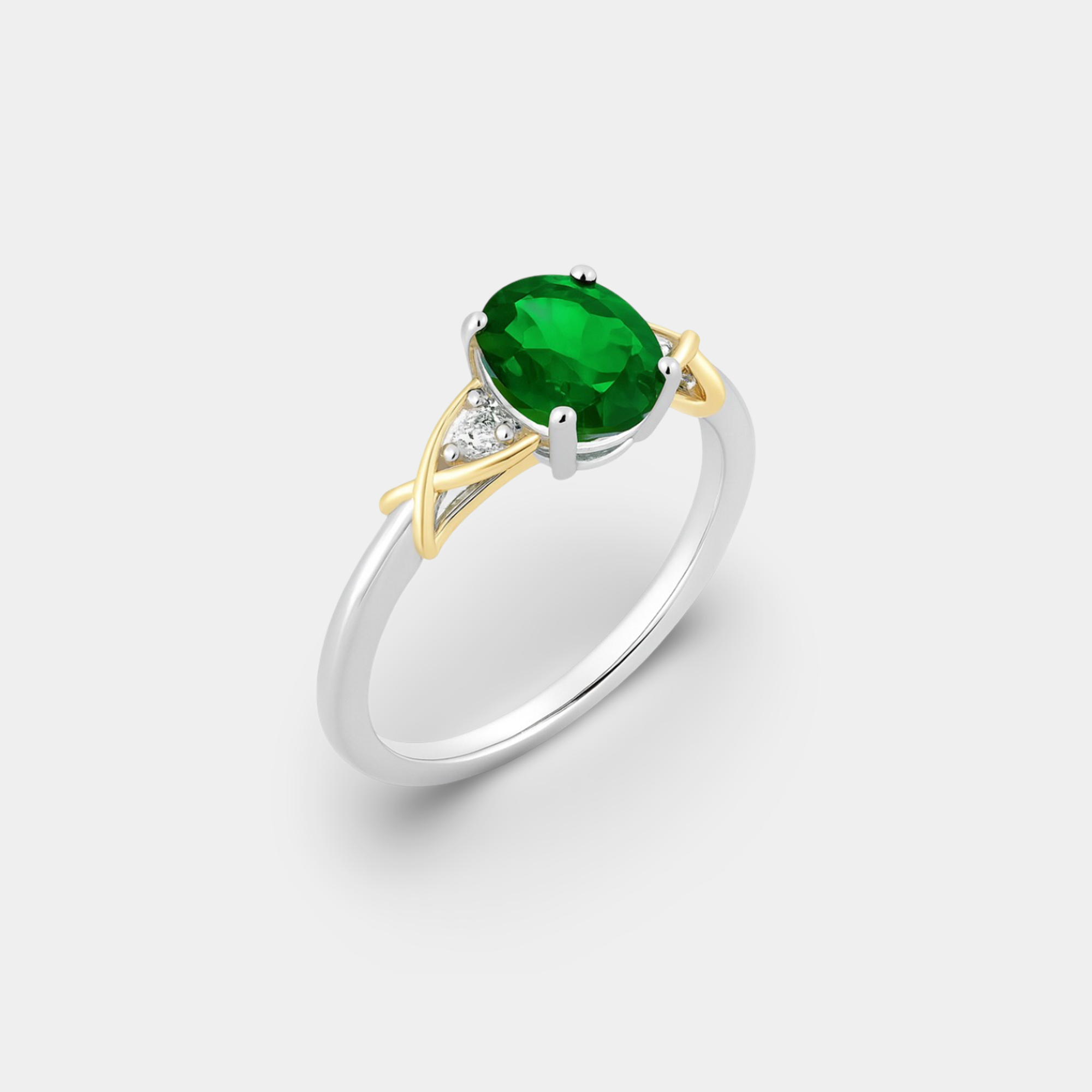Liora Two-Tone Emerald Crossover Ring