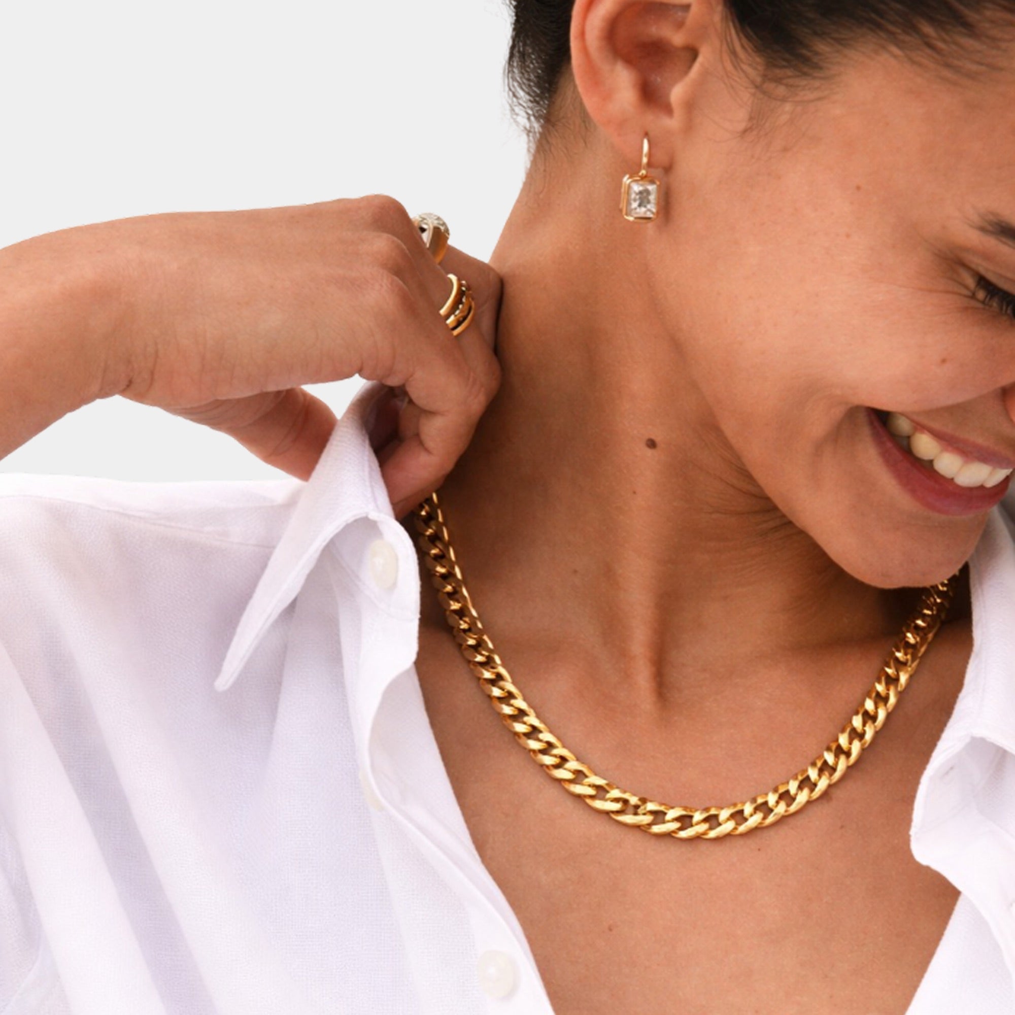 18K Gold Plated Diamond-Cut Cuban Link Chain