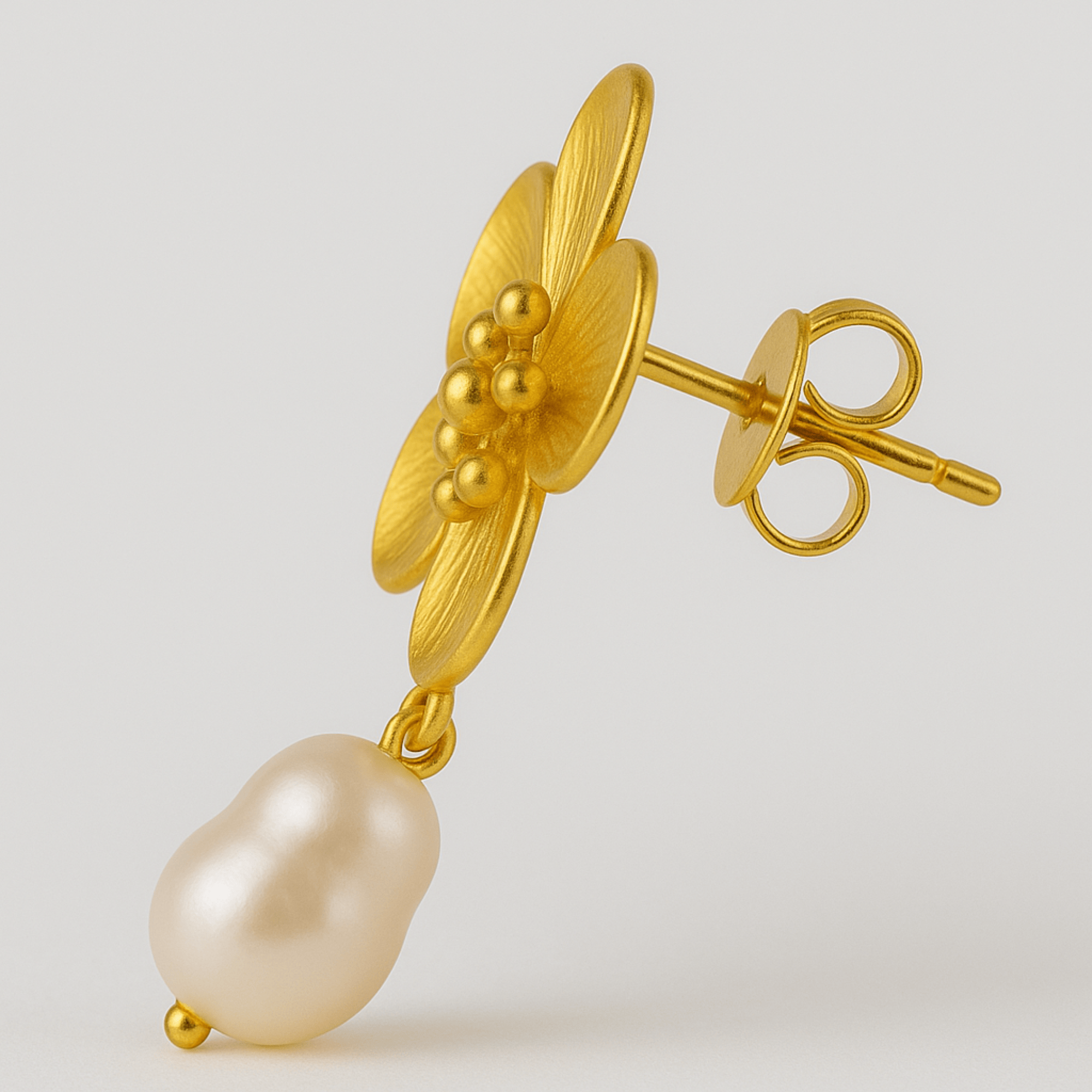 Pearl Drop Flower Earrings