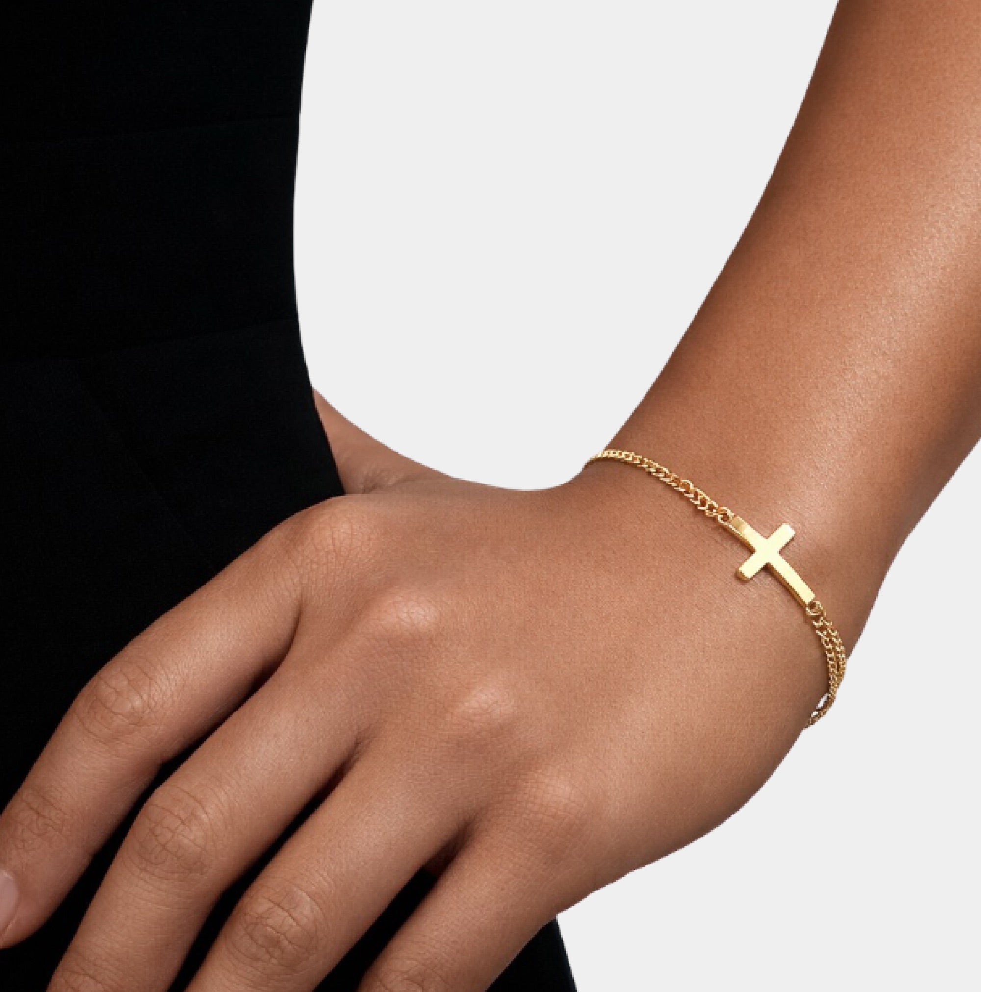 14K Gold Sideways Sacred Grace Cross Bracelet