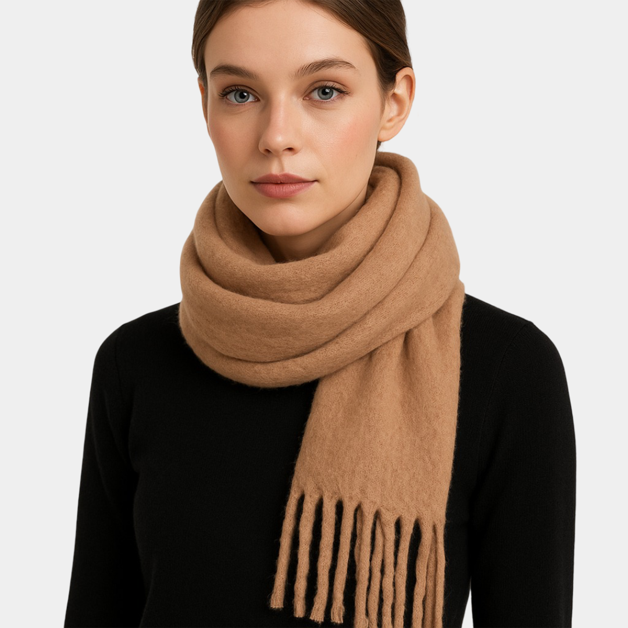 Light Khaki Chunky Winter Scarf