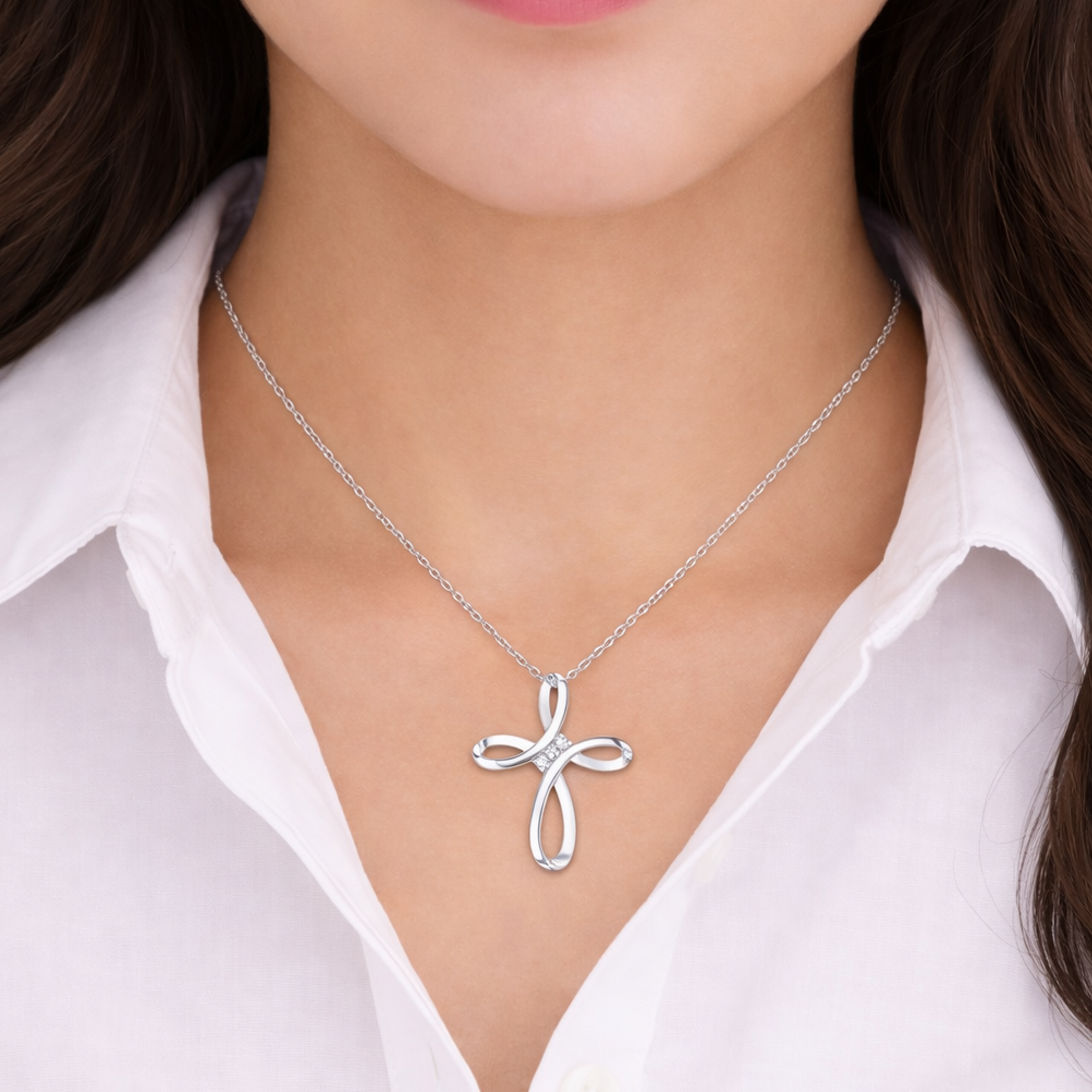 Divine Infinity Diamond Cross Necklace