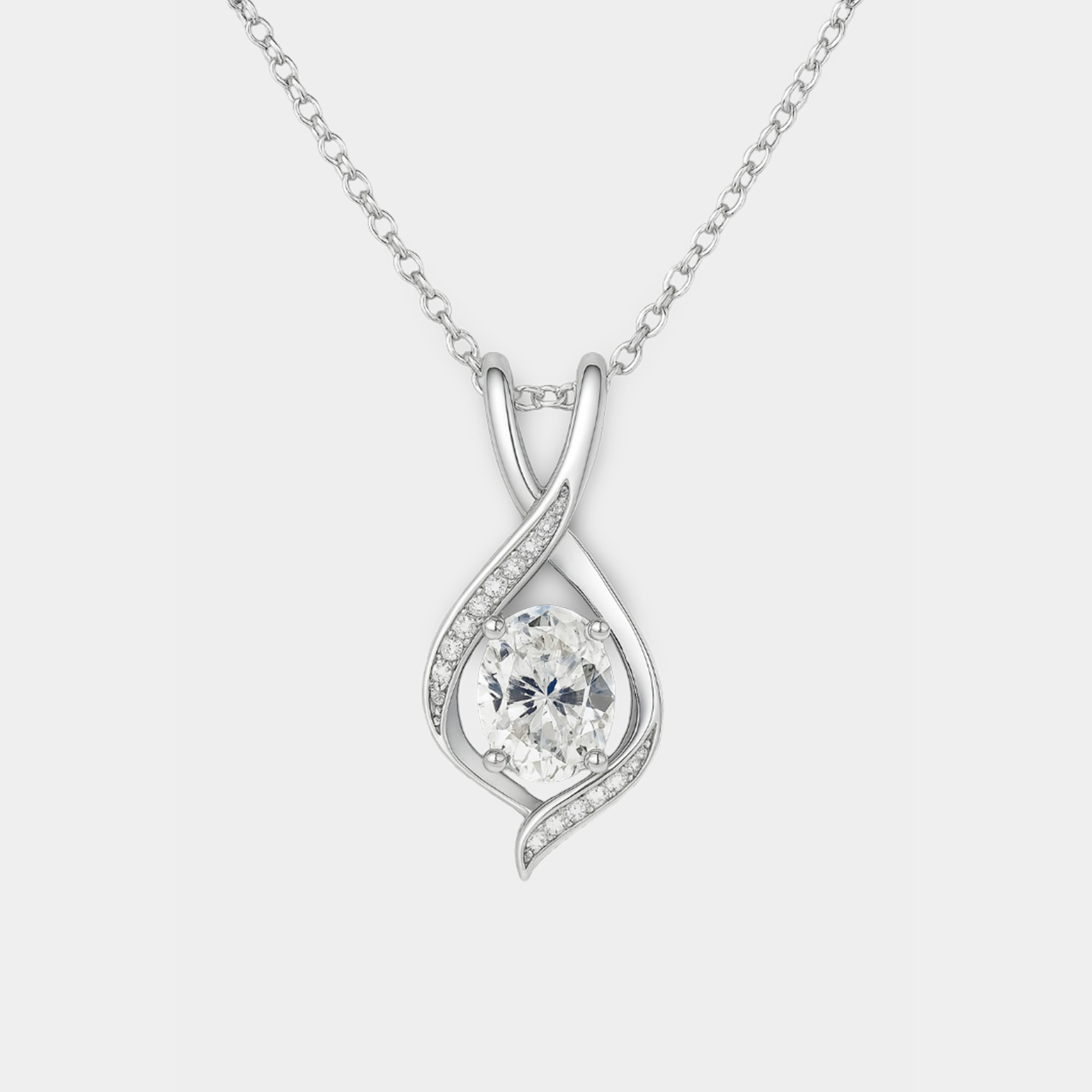 White Topaz Oval Sparkle Pendant