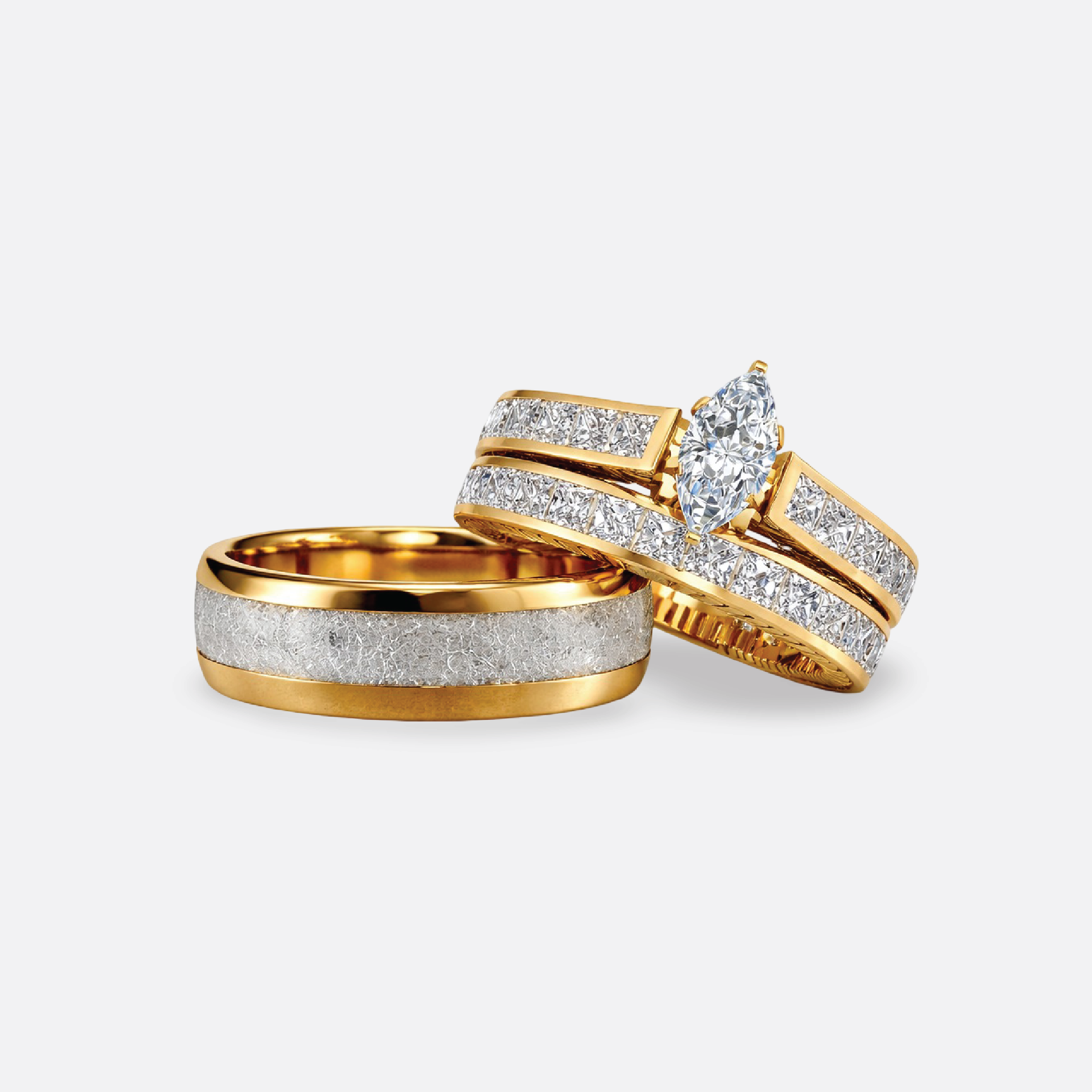 Gold Filled & Titanium His & Hers Wedding Ring Set
