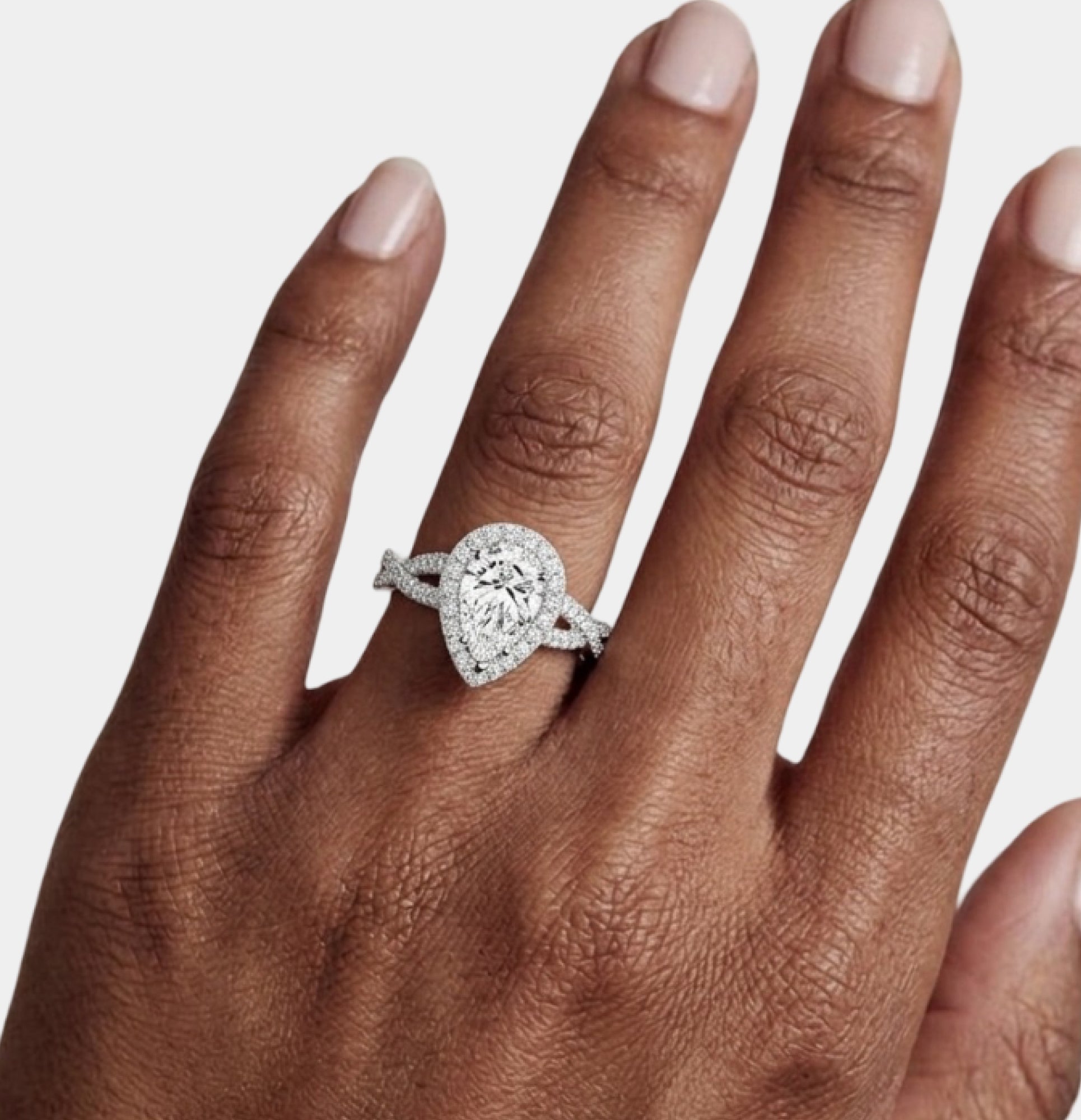 Royal Twisted Halo Pear Engagement Ring