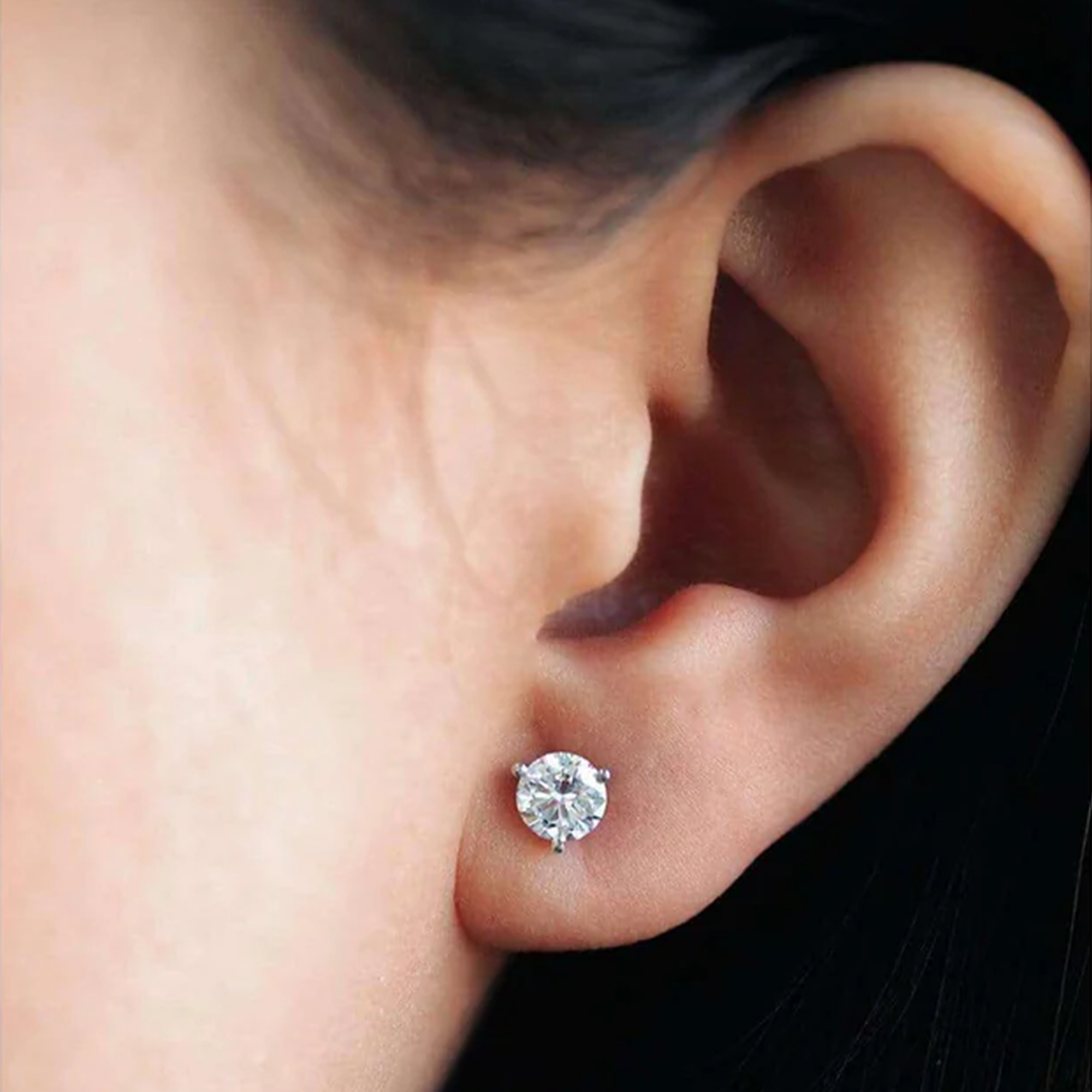 Pendientes de diamantes de 3 puntas