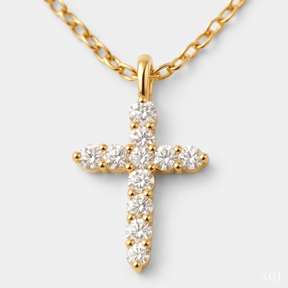 Lunara Cubic Zirconia Cross Necklace for Women | 14K Gold Plated Faith Pendant