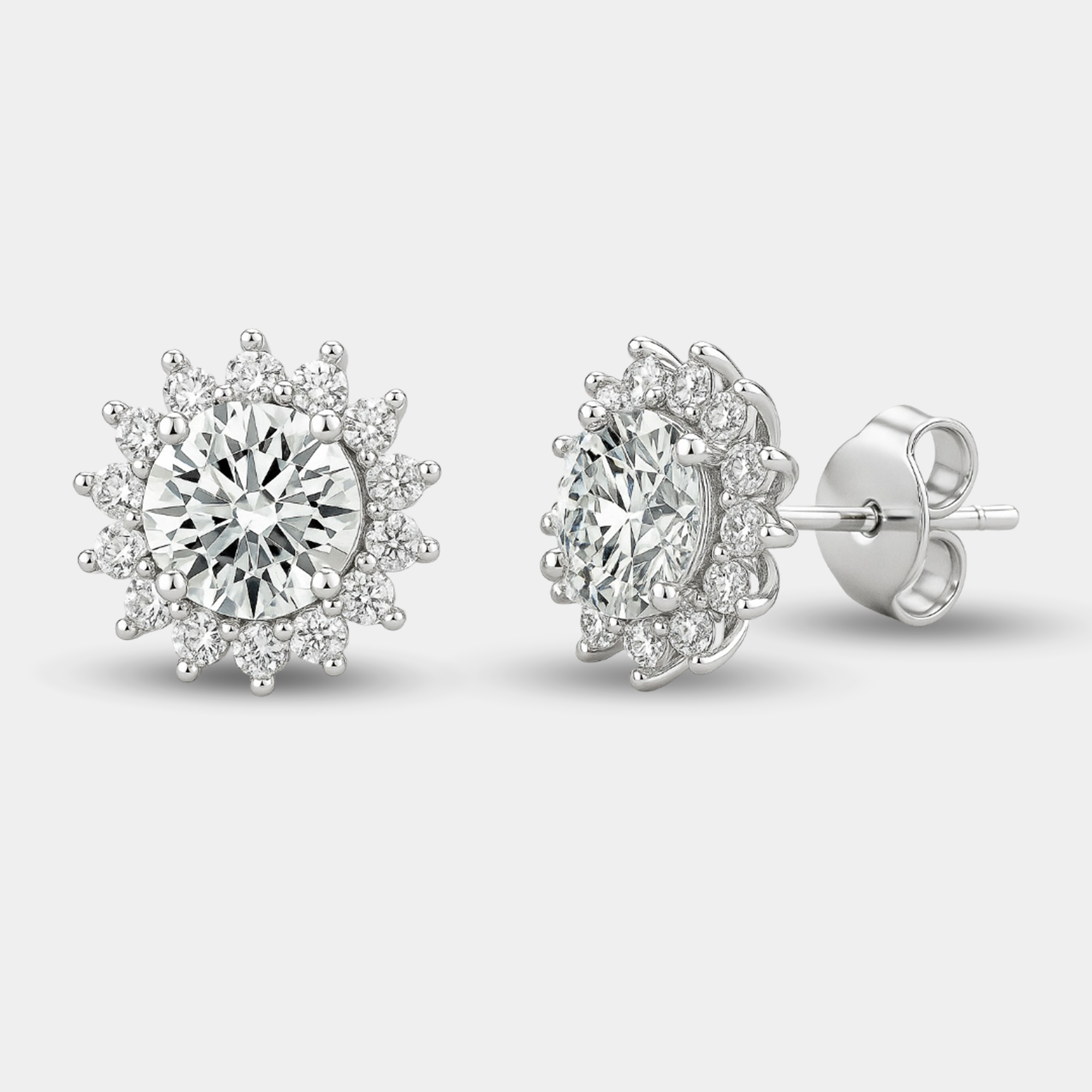 Moissanite Halo Stud Earrings