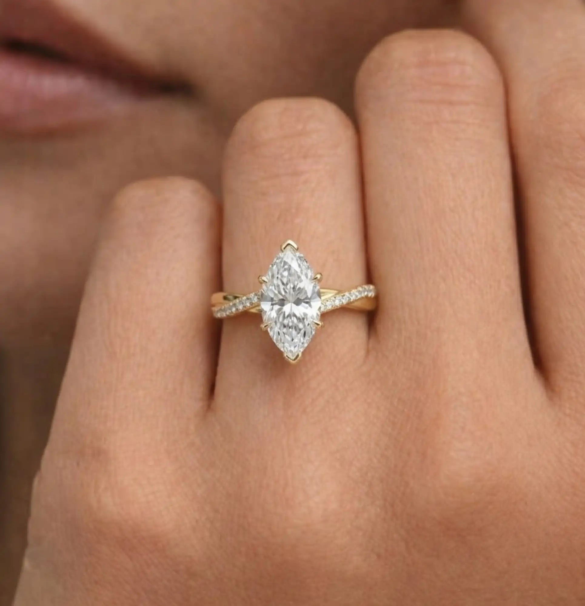 Infinity Glow Marquise Cut Twisted Engagement Ring