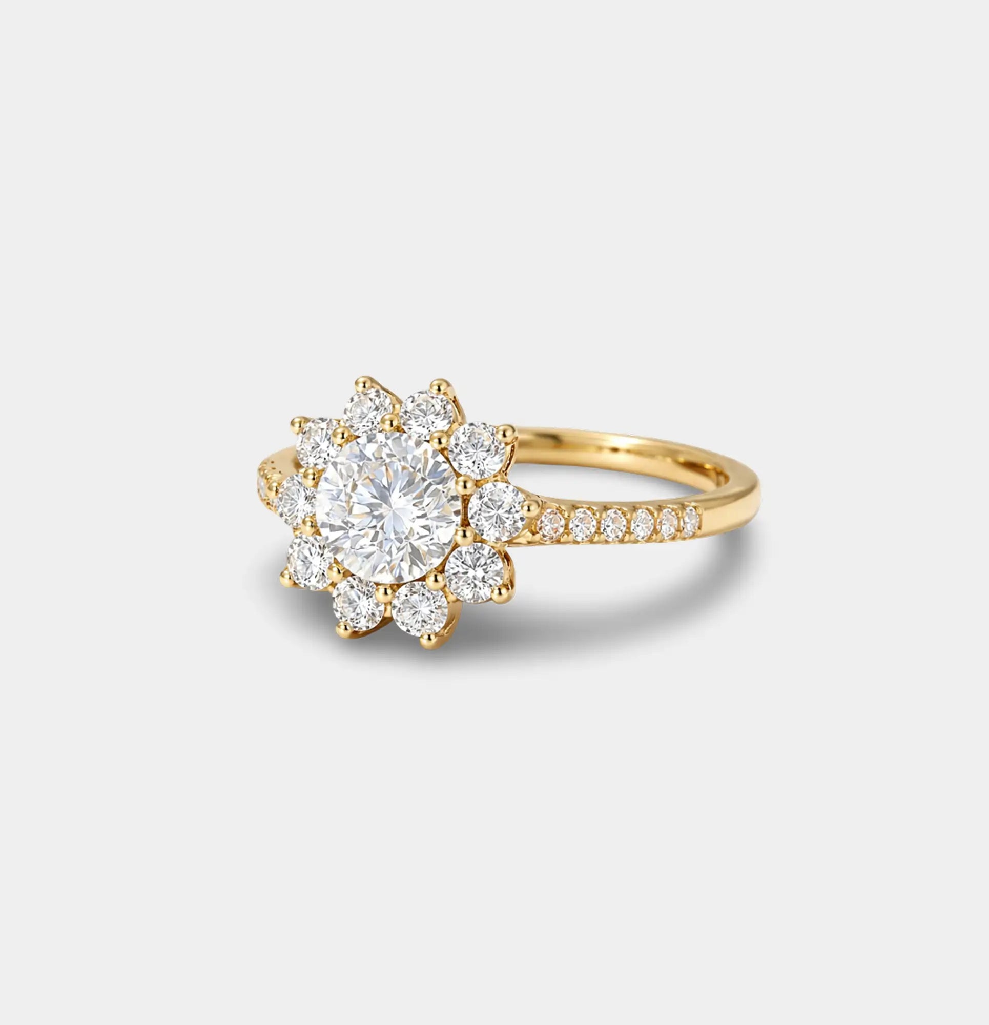 Sterling Silver 14K Gold Plated Round Cut Promise Ring