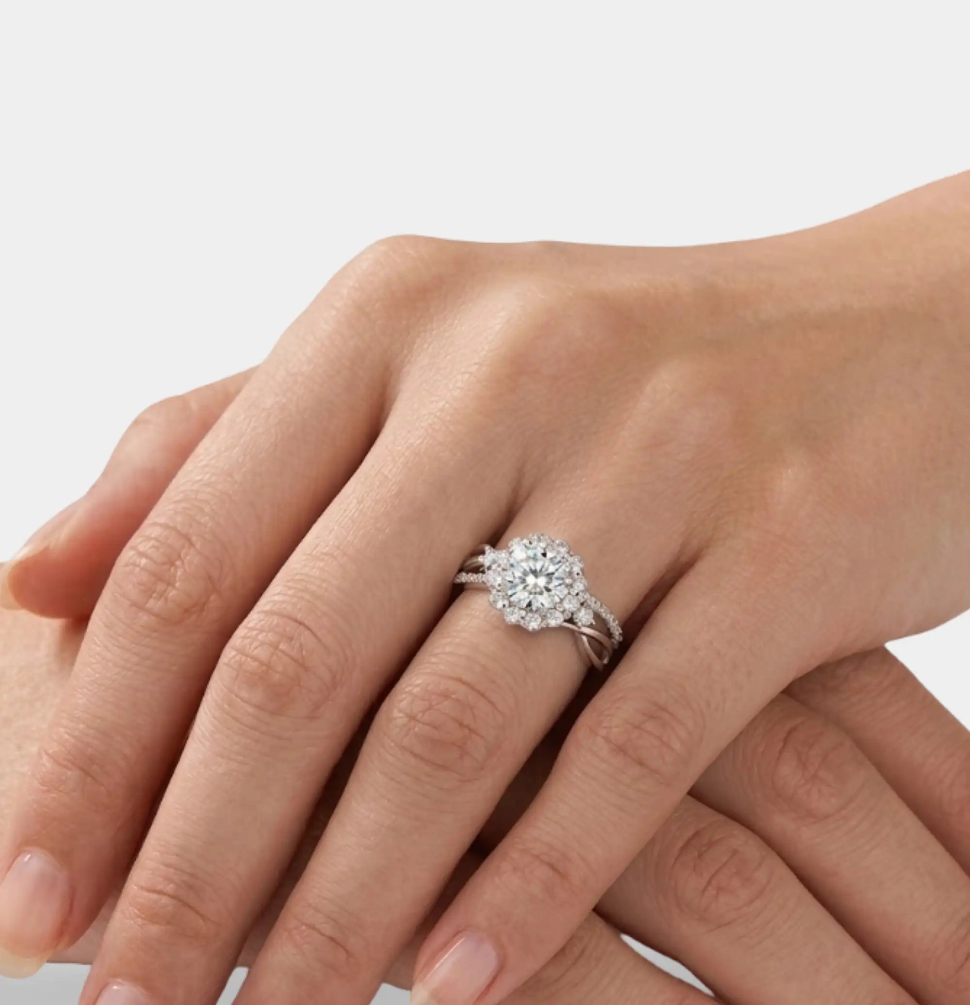Sterling Silver Blossom Luxe Moissanite Flower Engagement Ring