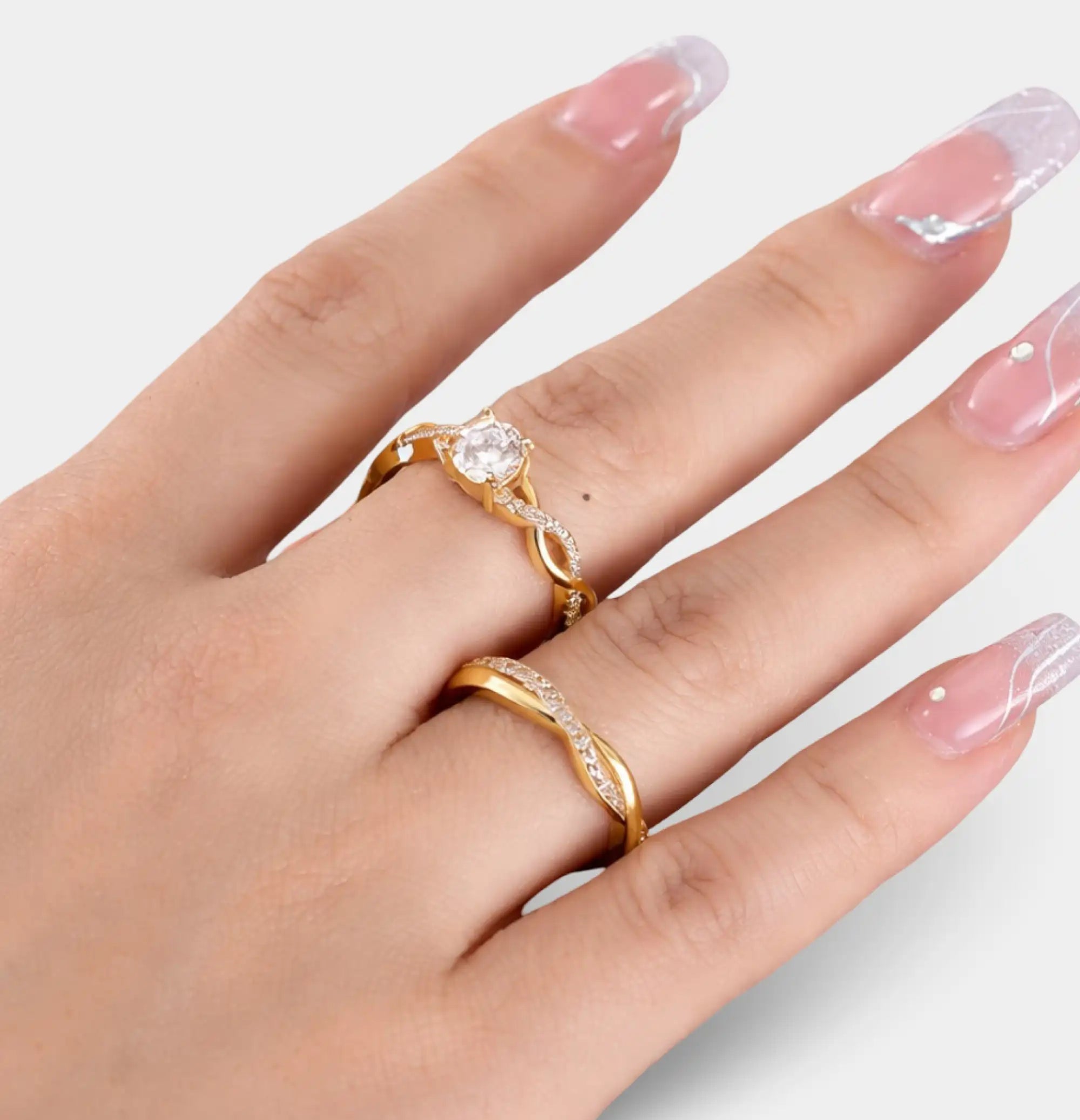 Sterling Silver Royal Promise Wedding Ring Set
