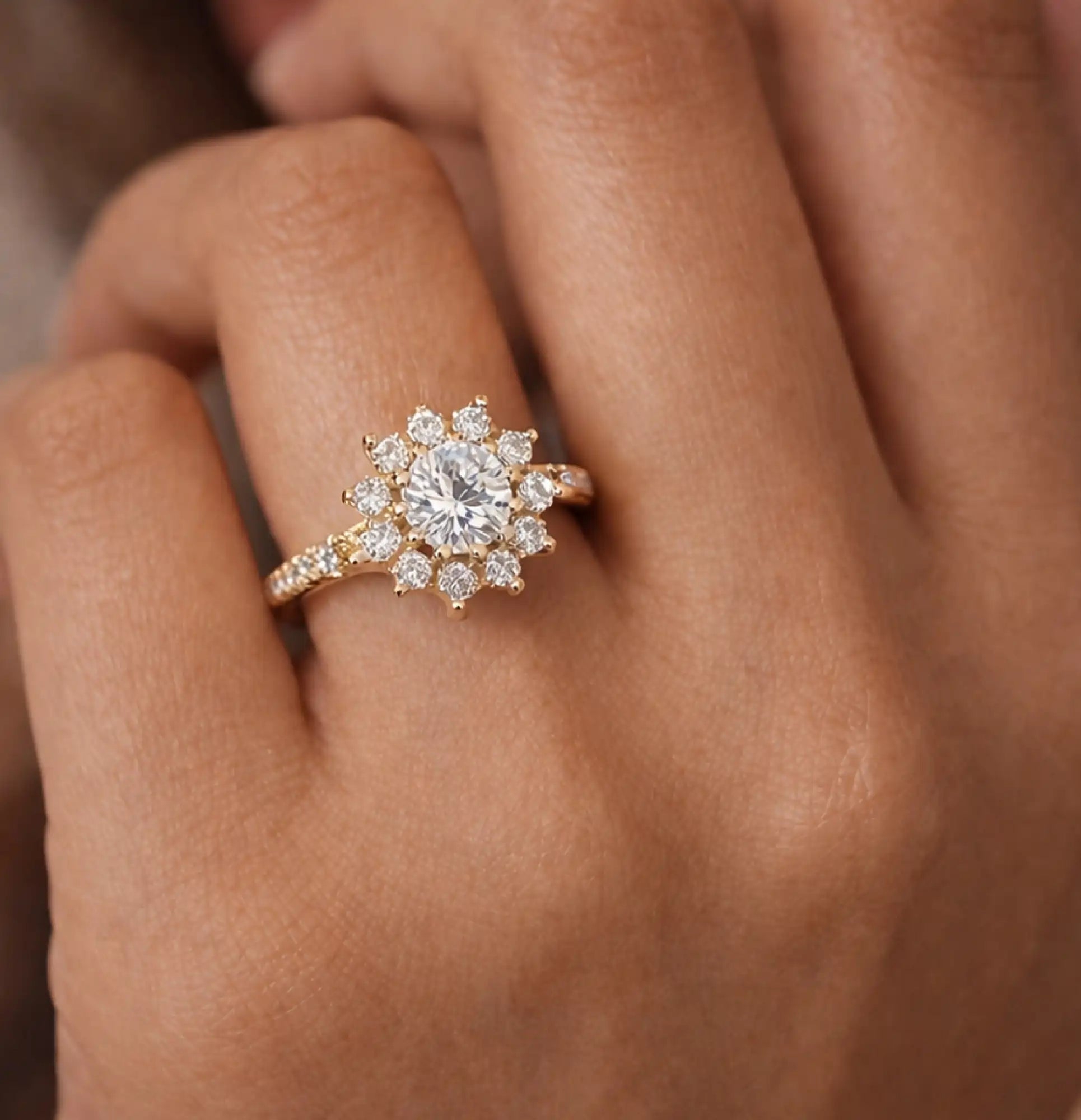 Sterling Silver 14K Gold Plated Round Cut Promise Ring