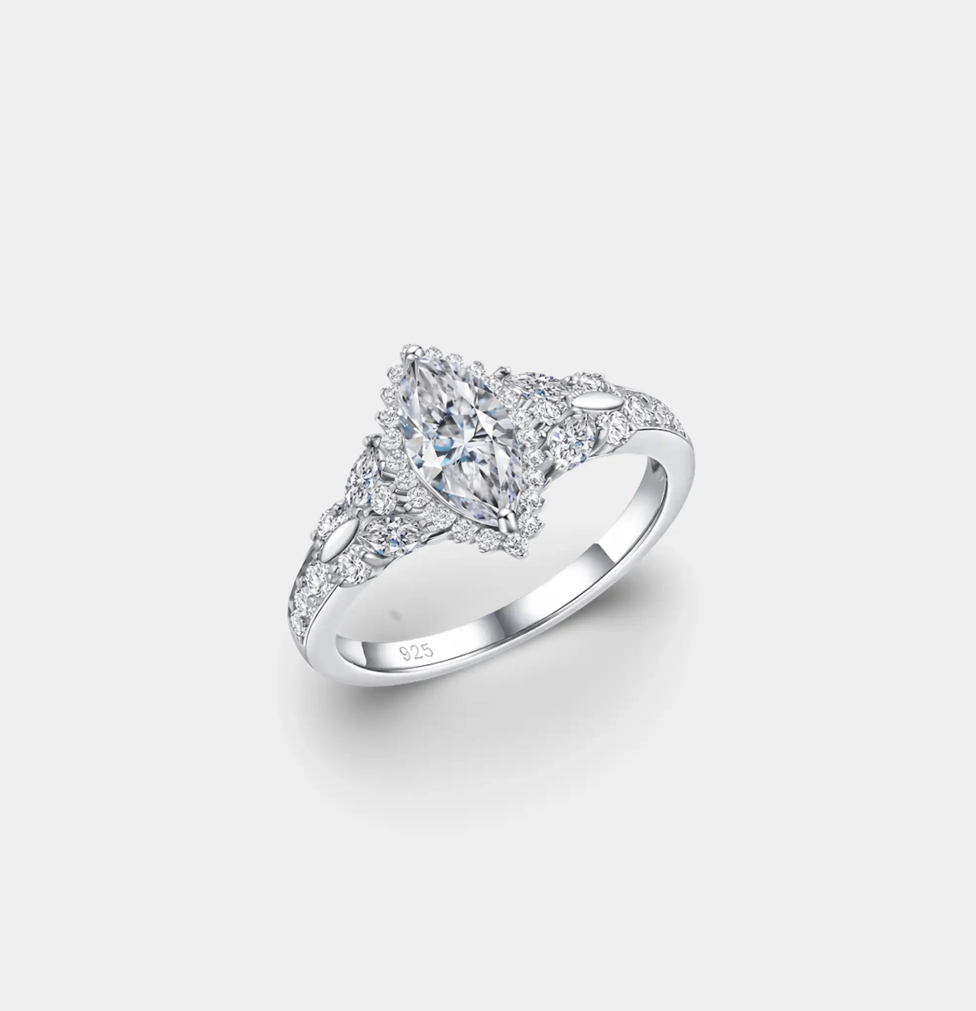 Bague marquise en argent sterling étincelle céleste