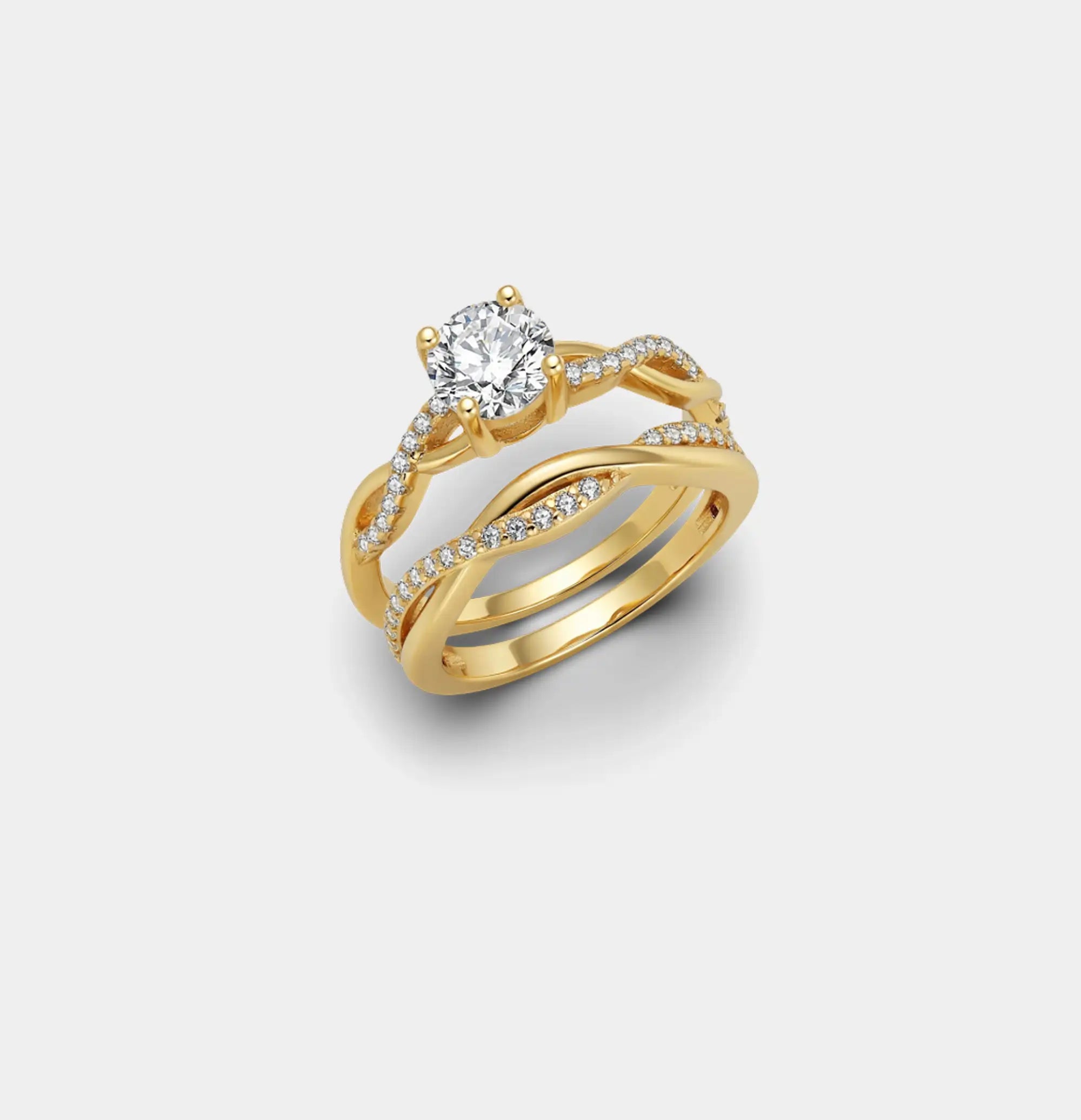 Sterling Silver Royal Promise Wedding Ring Set