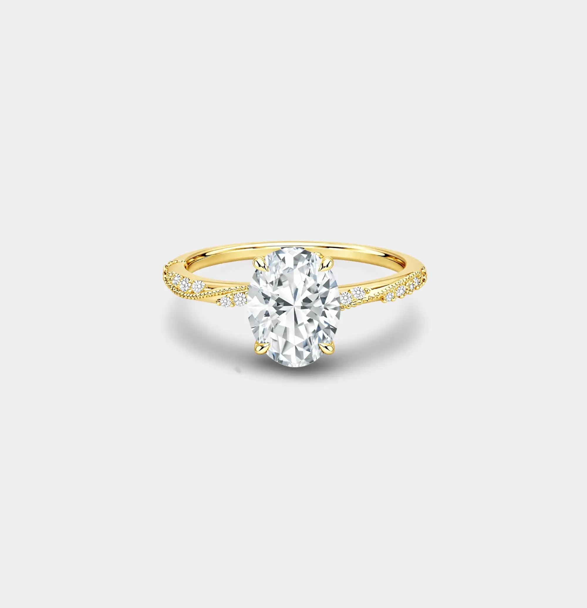 14K Gold Plated Royal Glow Oval Diamond Ring