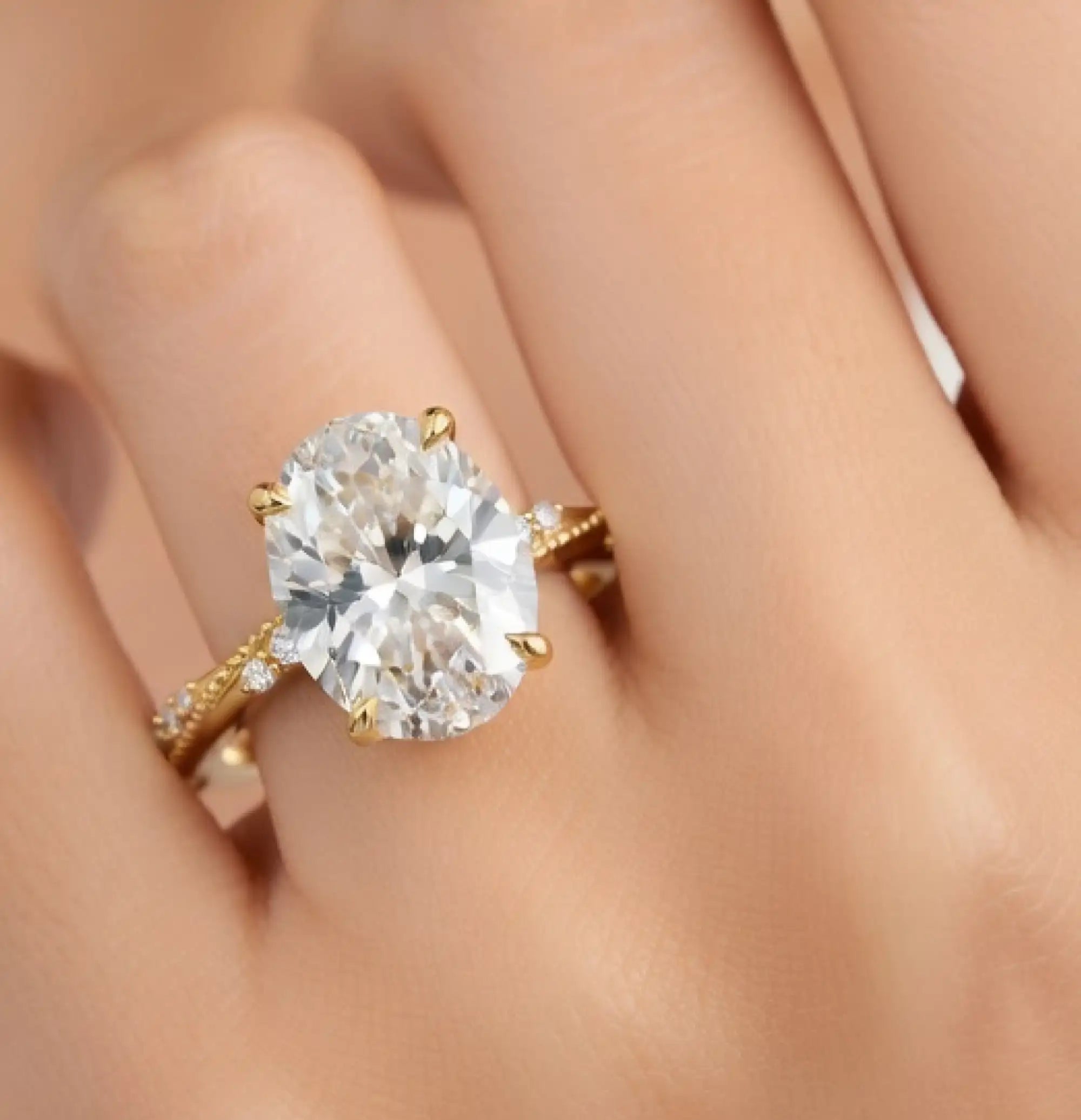 14K Gold Plated Royal Glow Oval Diamond Ring