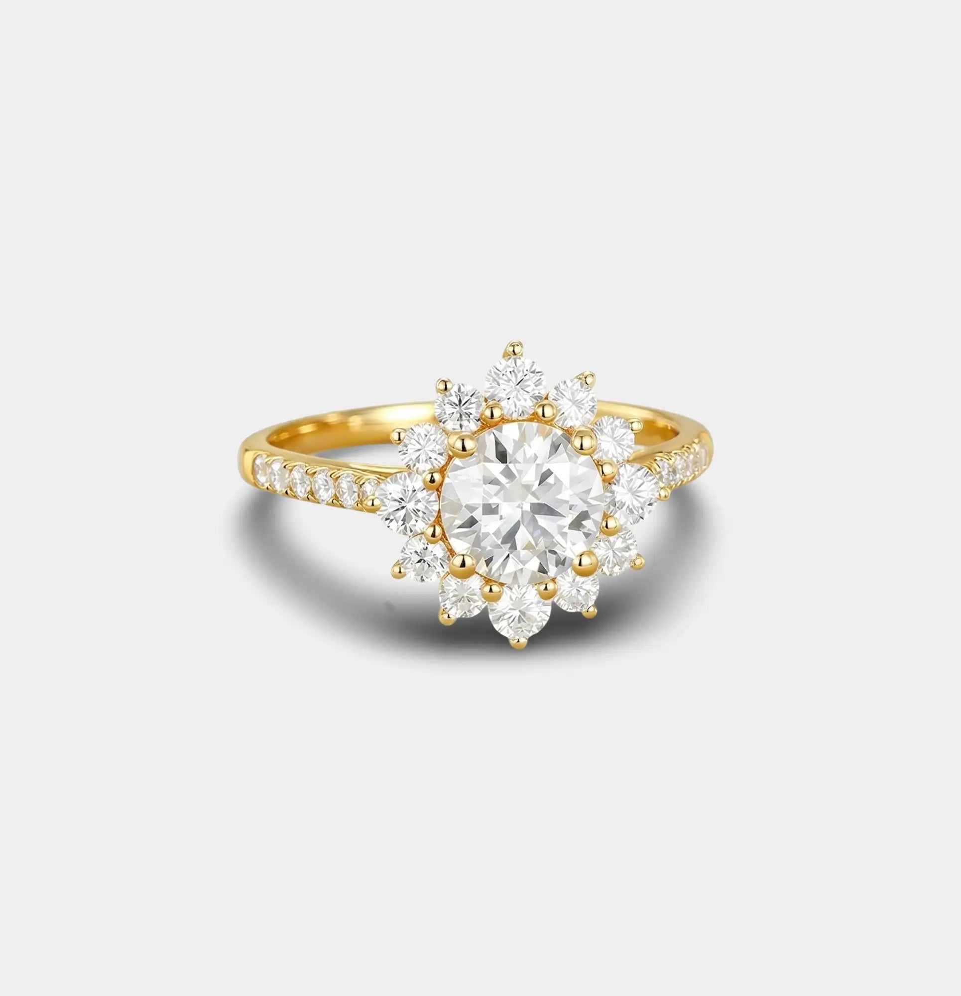Sterling Silver 14K Gold Plated Round Cut Promise Ring