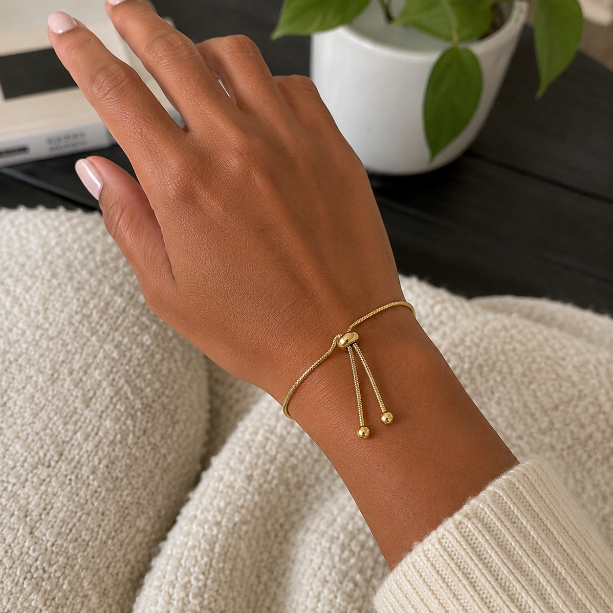 Dainty Gold Slider Bracelet | Adjustable Minimalist Luxury | Everyday Layering