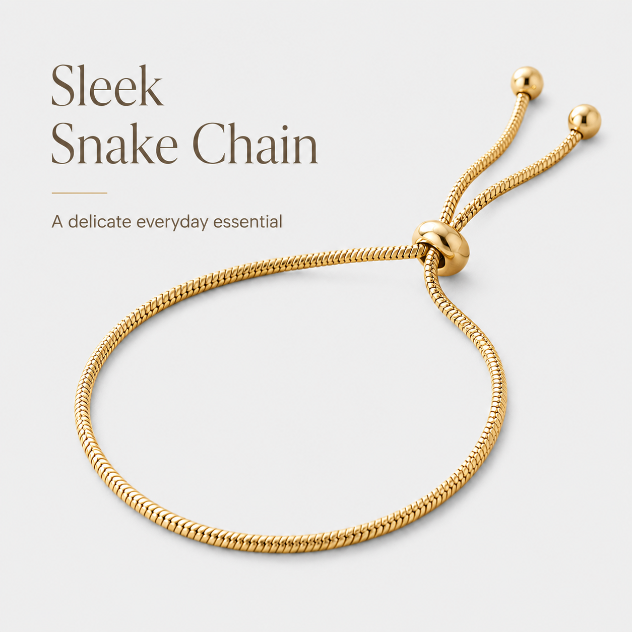 Dainty Gold Slider Bracelet | Adjustable Minimalist Luxury | Everyday Layering