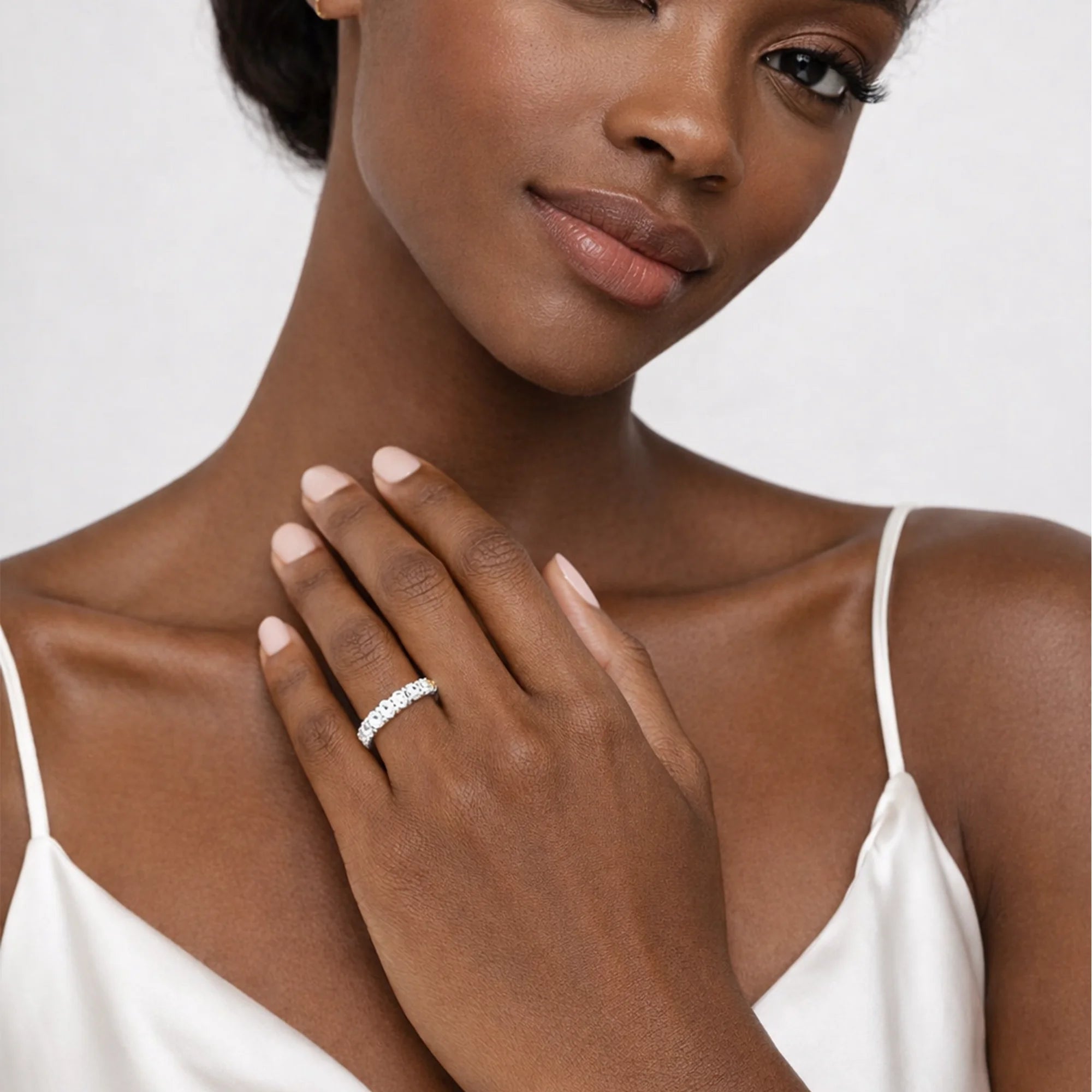 diamond eternity ring lifestyle wearing from MH Elegance luxury wedding rings collection