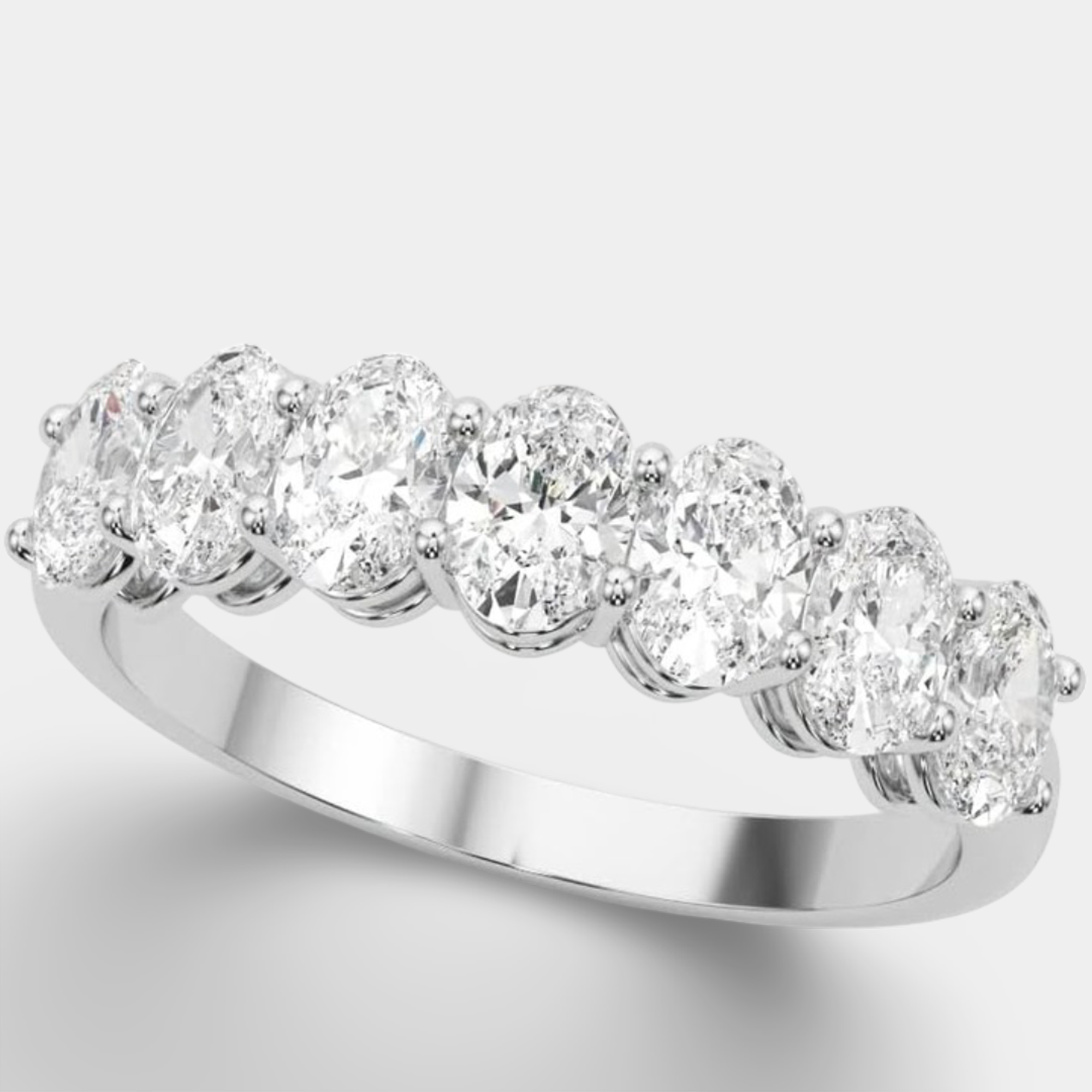 diamond seven stone anniversary band angle view 2 from MH Elegance luxury wedding rings collection