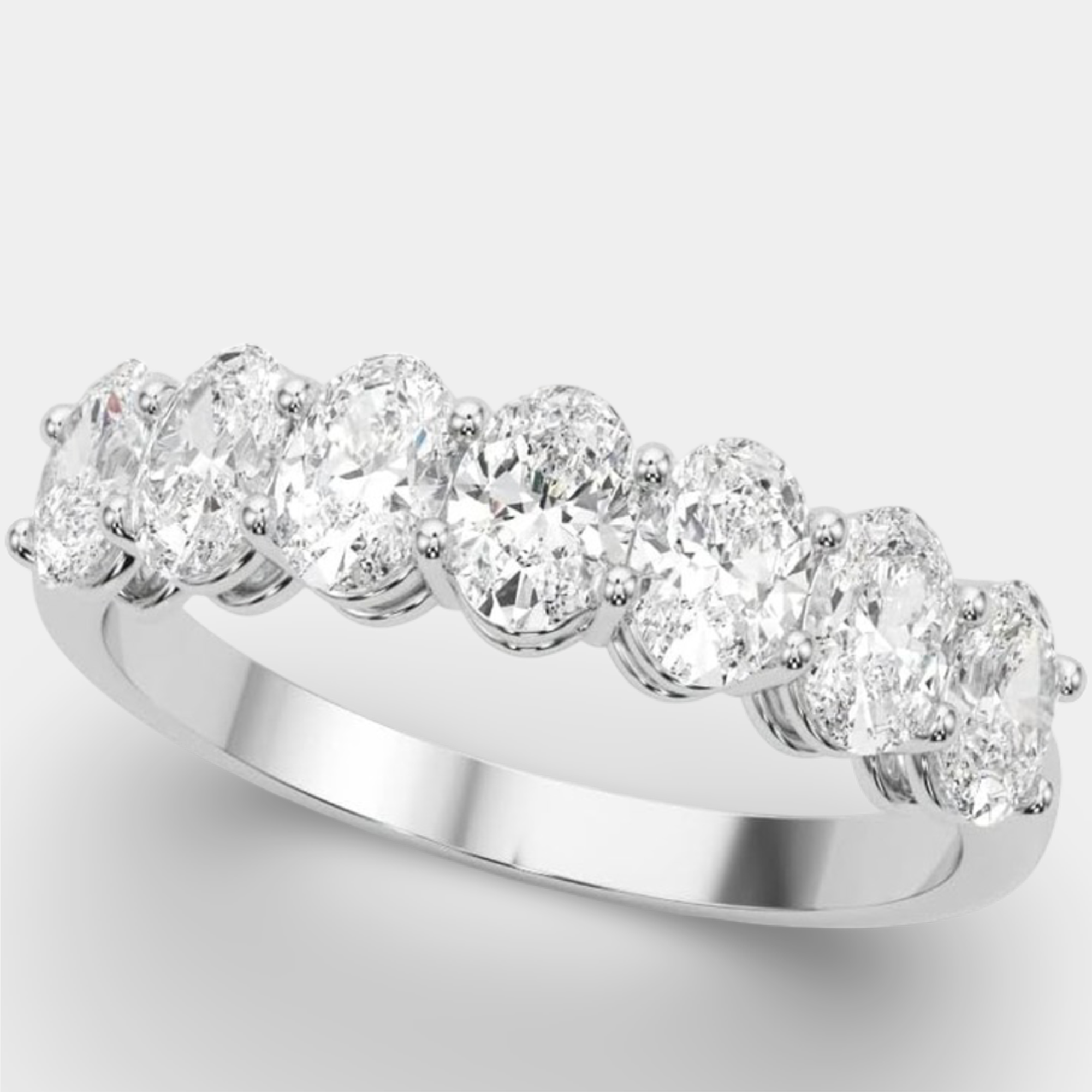 diamond seven stone anniversary band detail close-up from MH Elegance luxury wedding rings collection