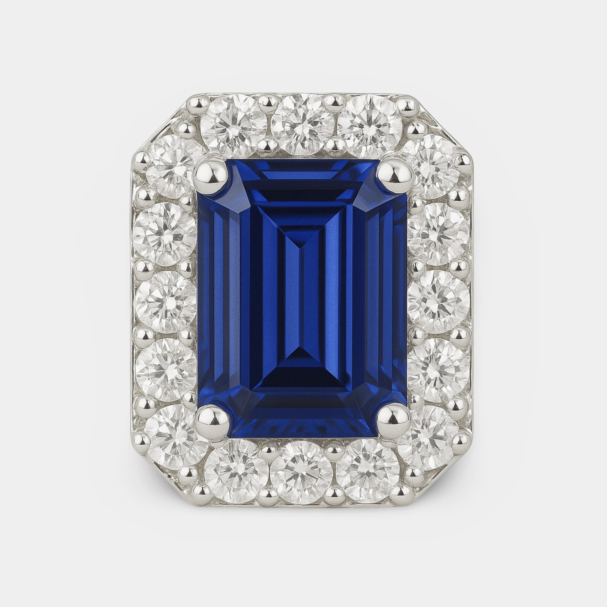Emerald Cut Sapphire & Diamond Stud Earrings