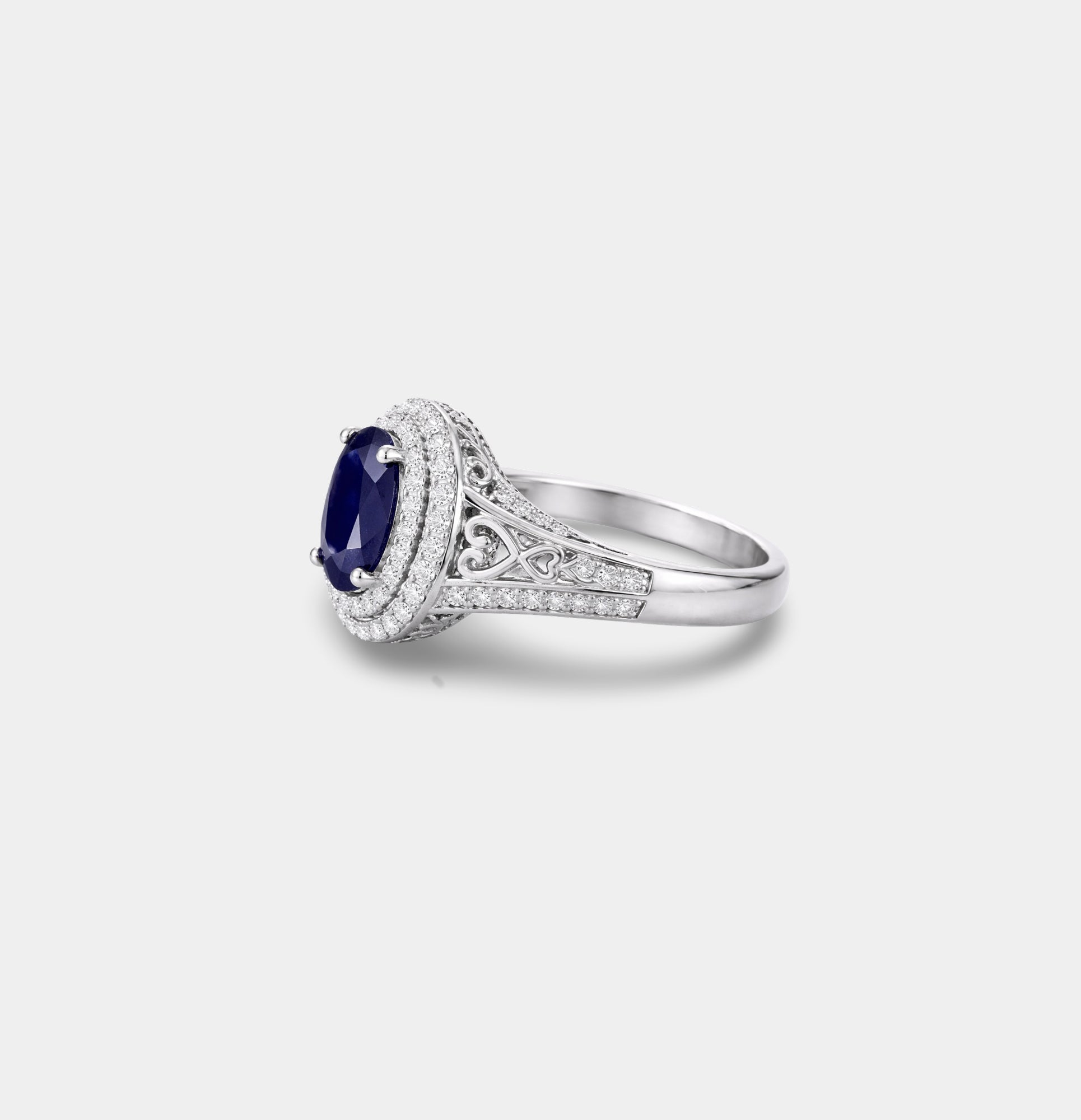 Sterling Silver Royal Sapphire Engagement Ring