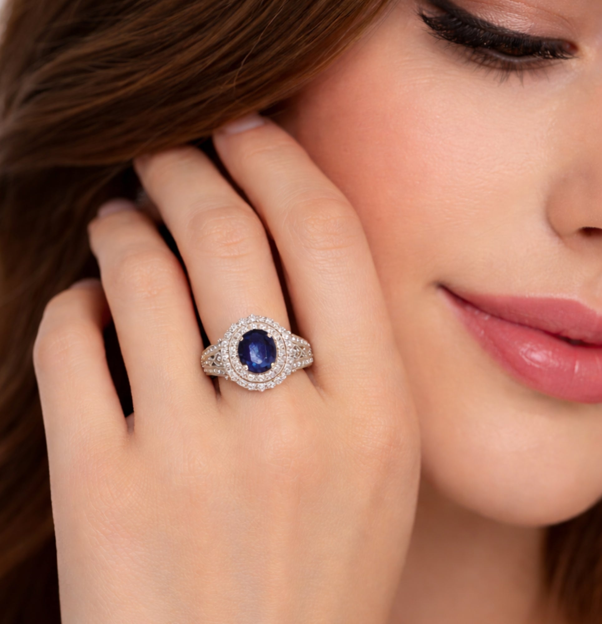 Sterling Silver Royal Sapphire Engagement Ring
