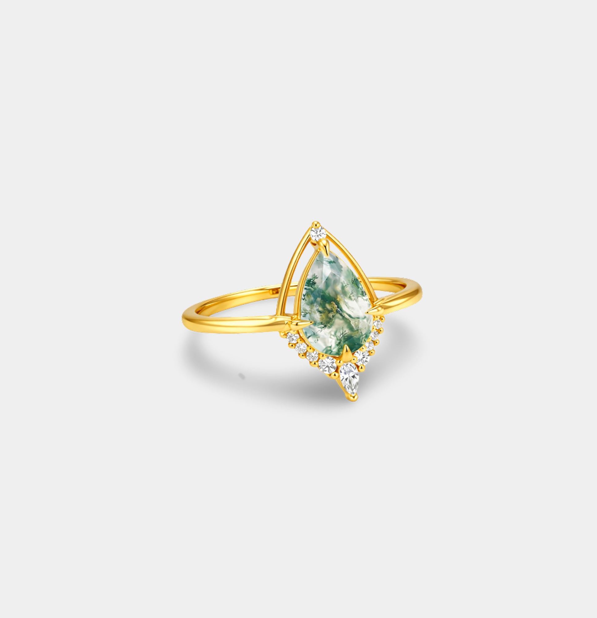 Bague de fiançailles en argent sterling plaqué or 14 carats