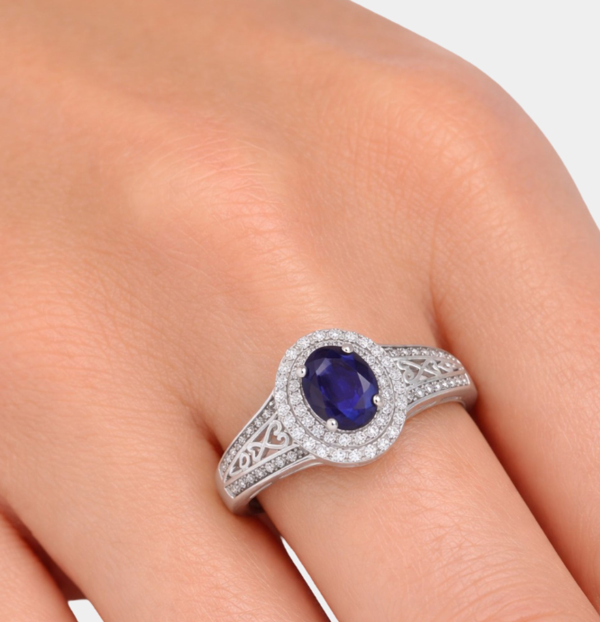 Sterling Silver Royal Sapphire Engagement Ring