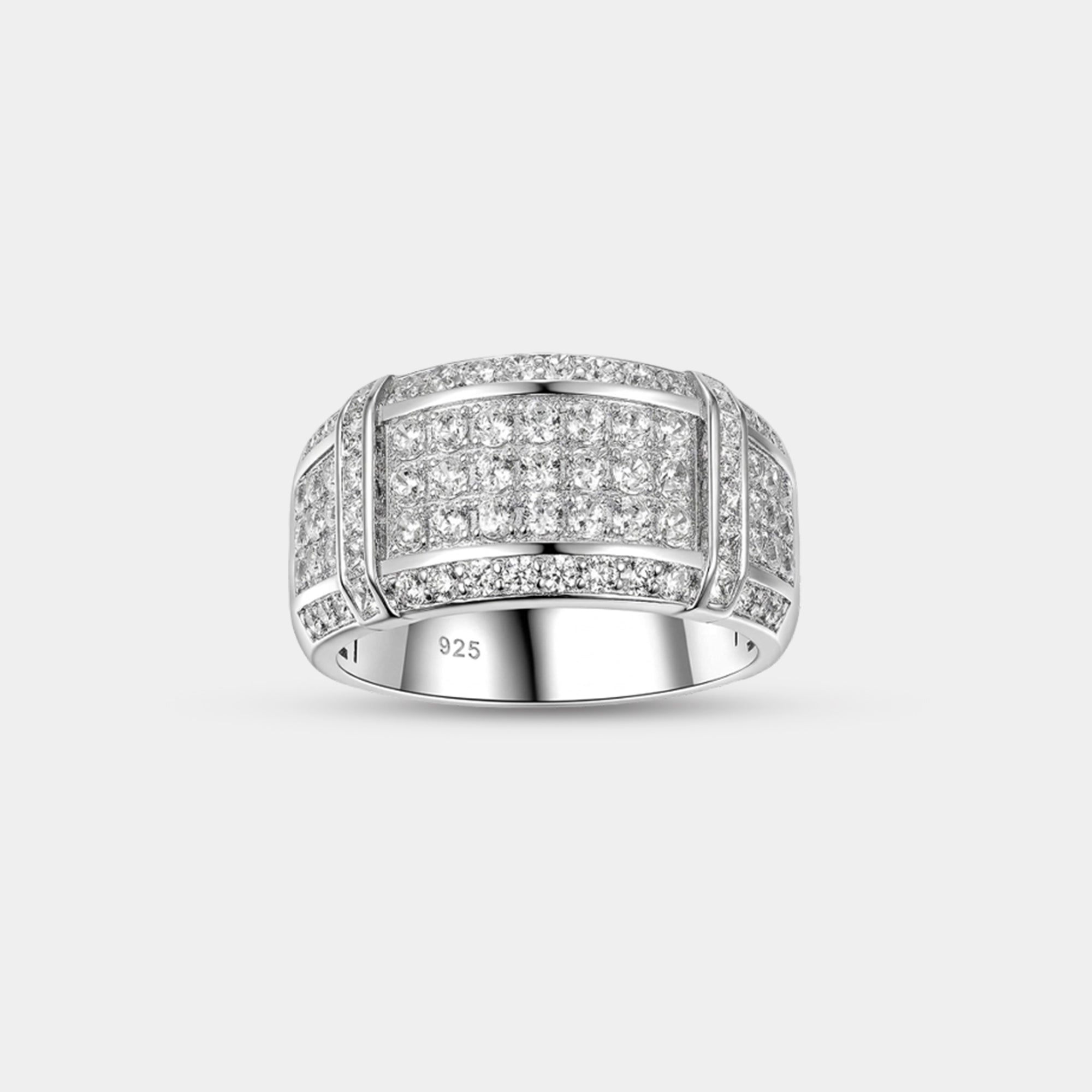 Silver Diamond Royal Edge Men’s Wedding Ring
