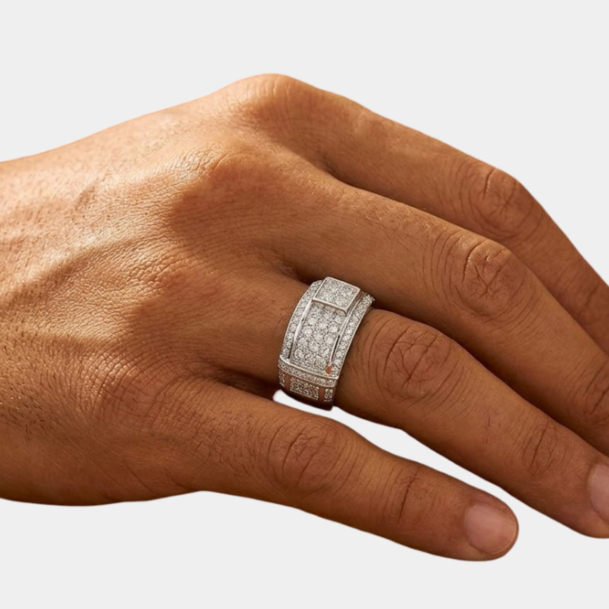 Silver Diamond Royal Edge Men’s Wedding Ring