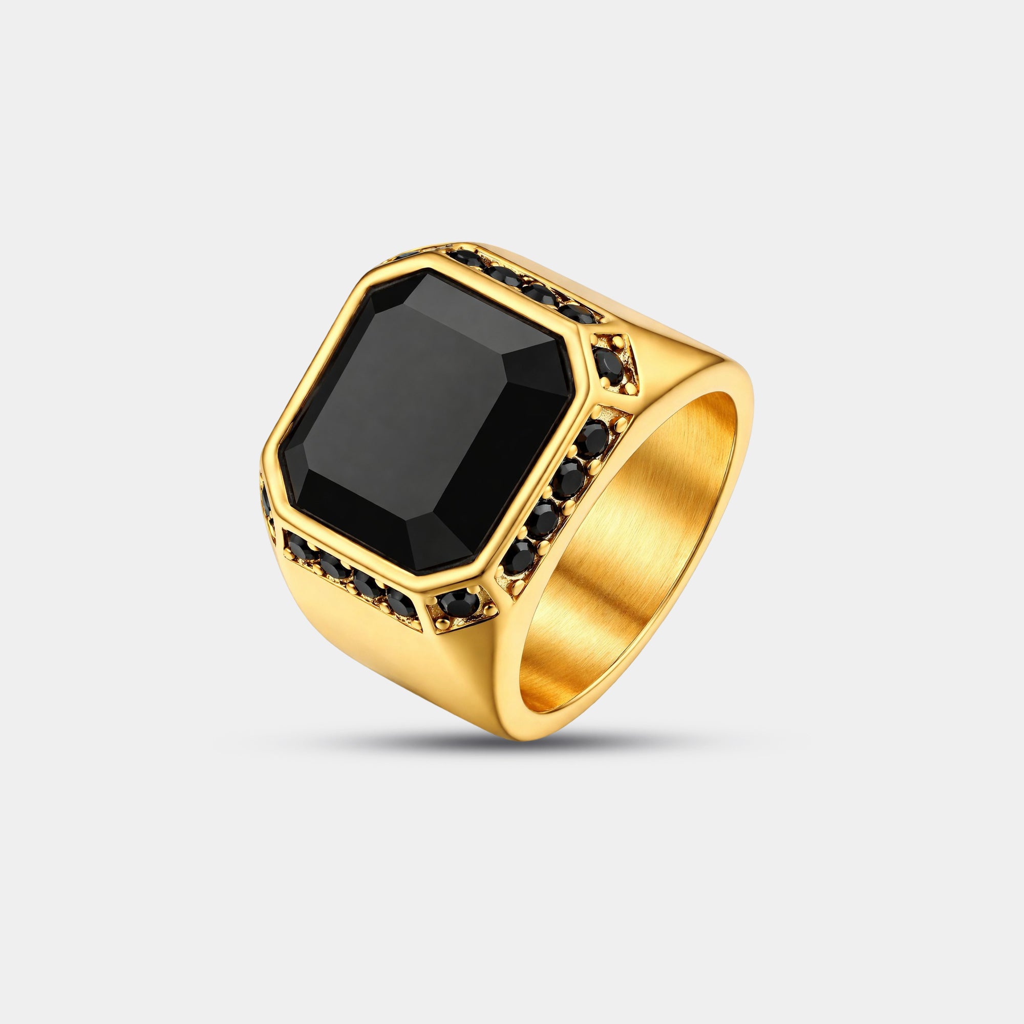 Imperial Edge Black Onyx Gold Signet Ring