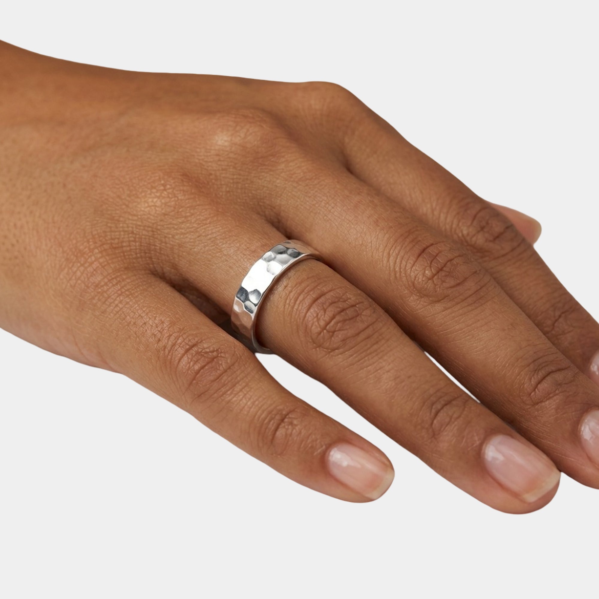 Bague en argent sterling martelée à la main | Texturée fabriquée à la main | Éclat – MH ELEGANCE