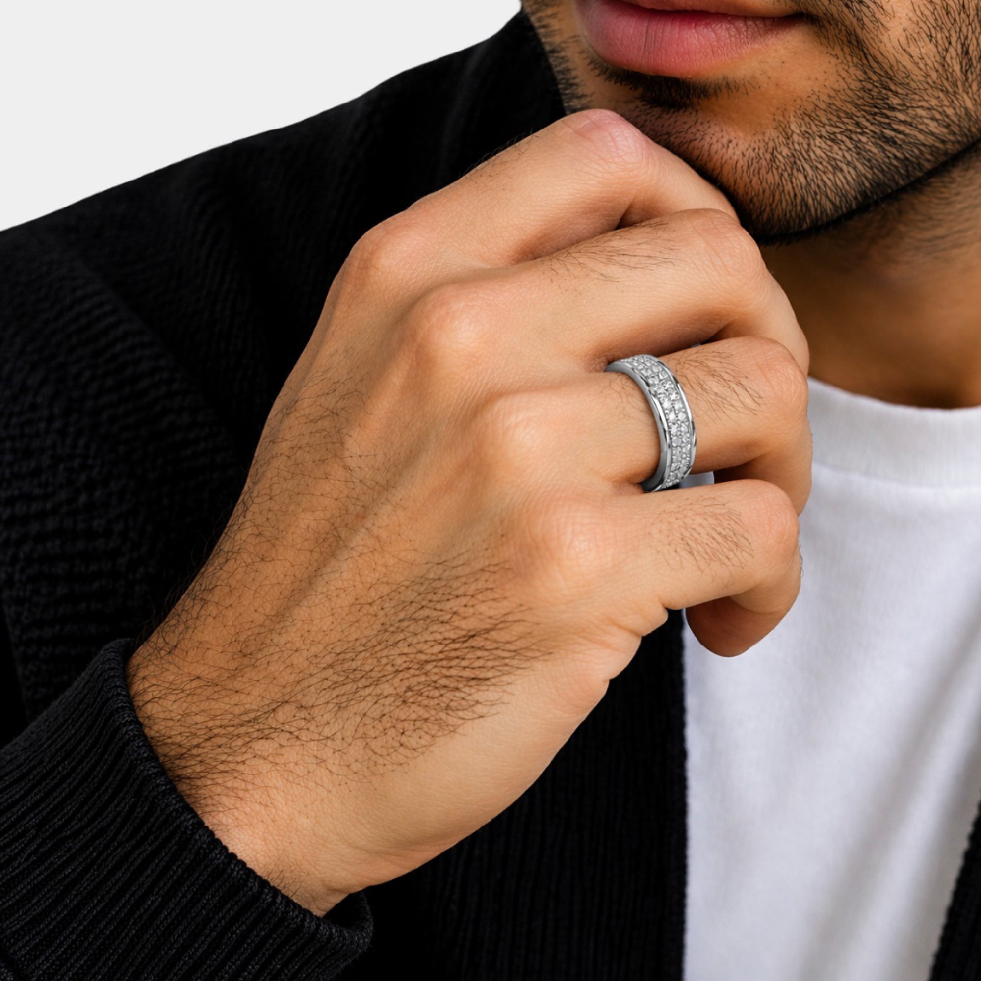 Sterling Silver Royal Ice Men’s Wedding Ring