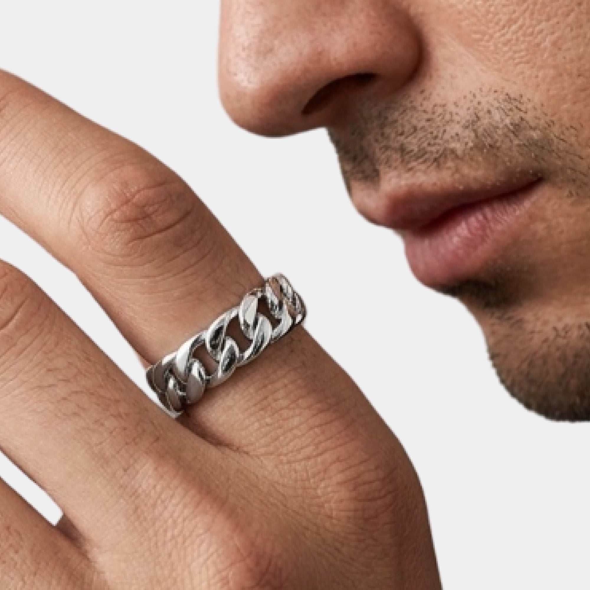 Sterling Silver Imperial Link Cuban Chain Men’s Ring