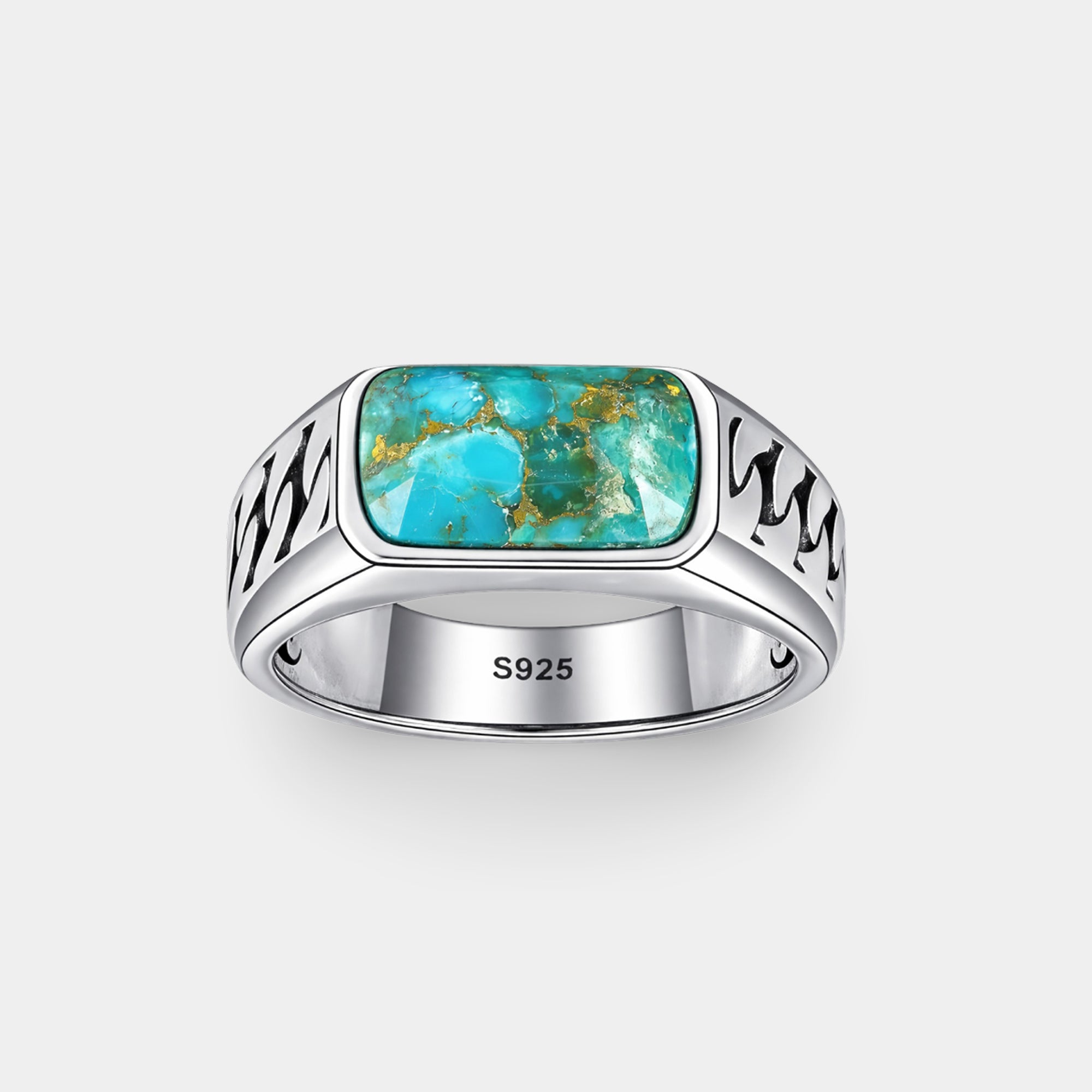 Sterling Silver Royal Azure Cuban Link Ring