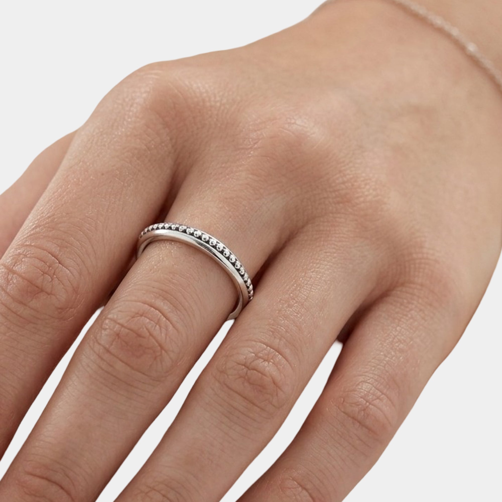 Bague perlée Minimal Luxe en argent sterling | Bijoux modernes empilables