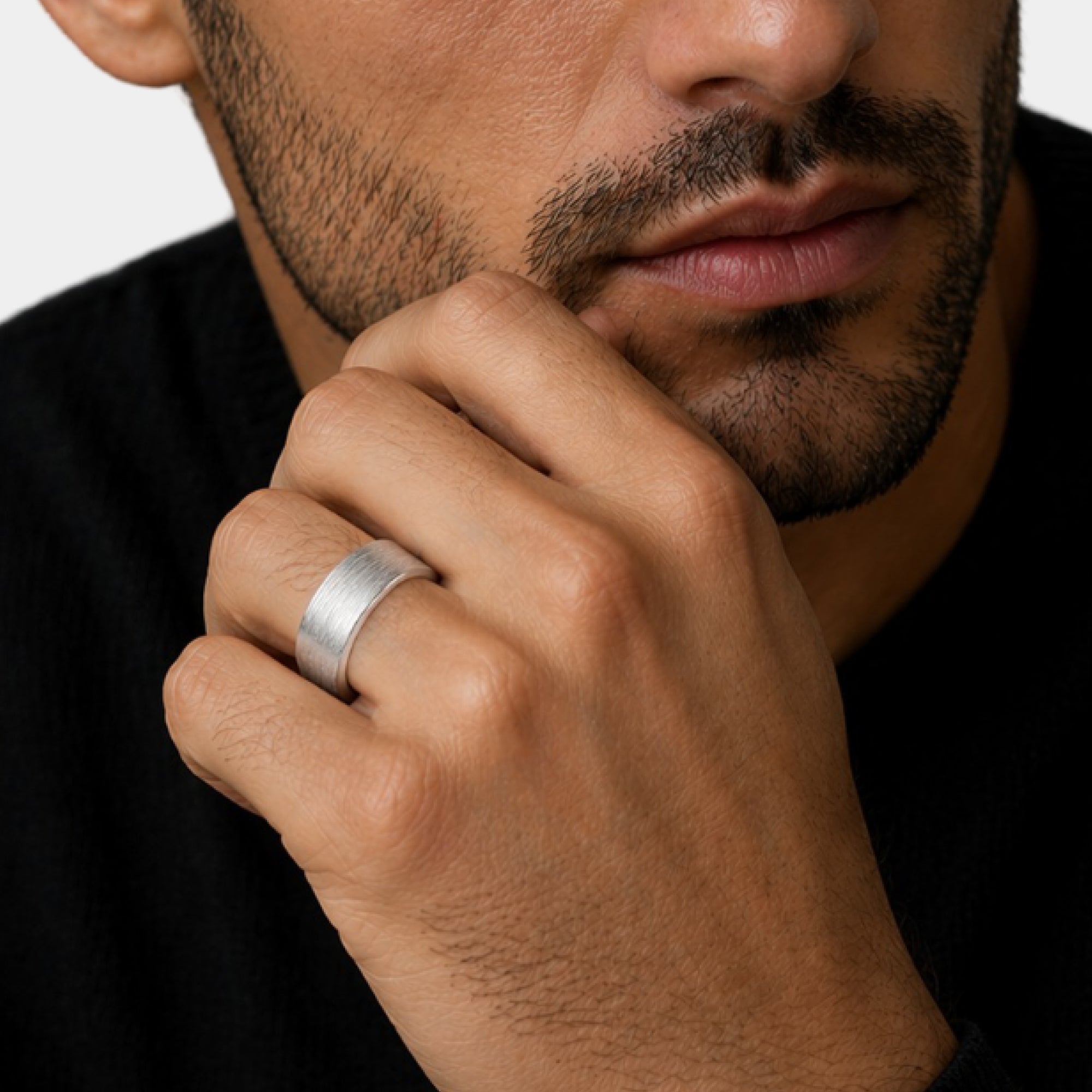 Bague de mariage en argent sterling brossé | Fiançailles finition mate | Hommes – MH ELEGANCE