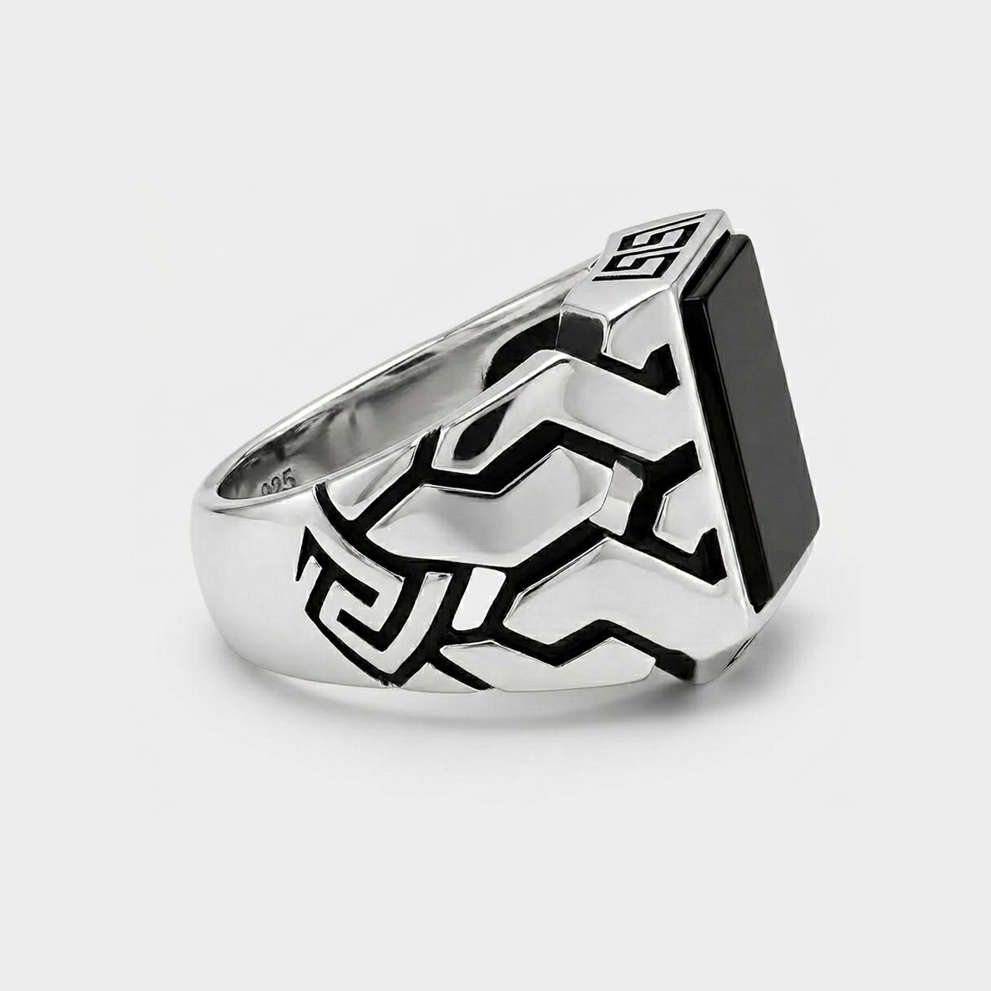 Bague cubaine de luxe en argent sterling et onyx noir | Bague premium pour homme | Luxe – MH ELEGANCE